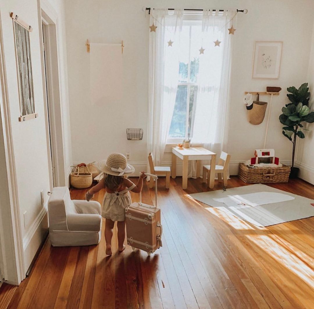 Modern bohemian playroom decor and furniture