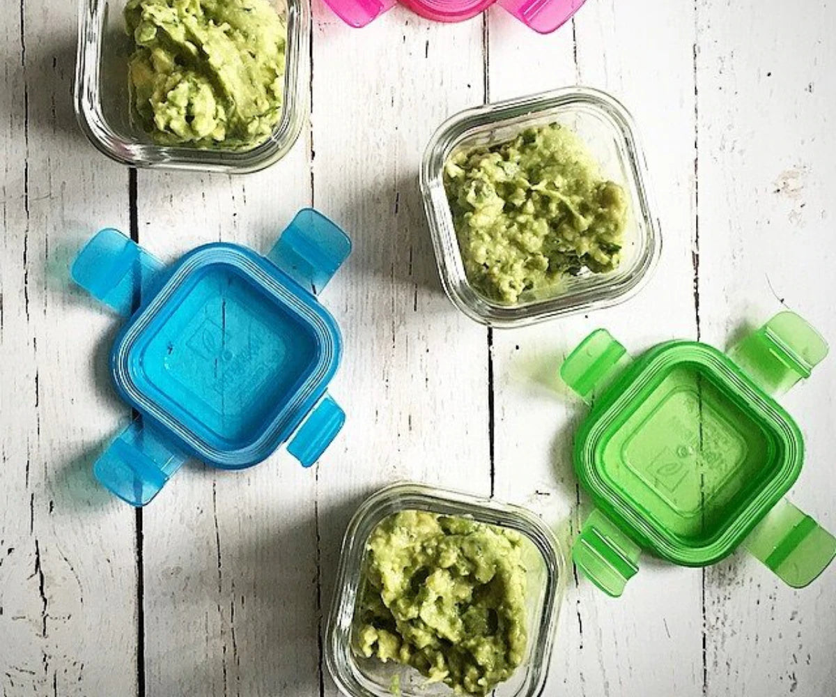 Wean Green Snack Containers Tempered Glass Lunch Snack Lids Kids Toddlers Travel Friendly