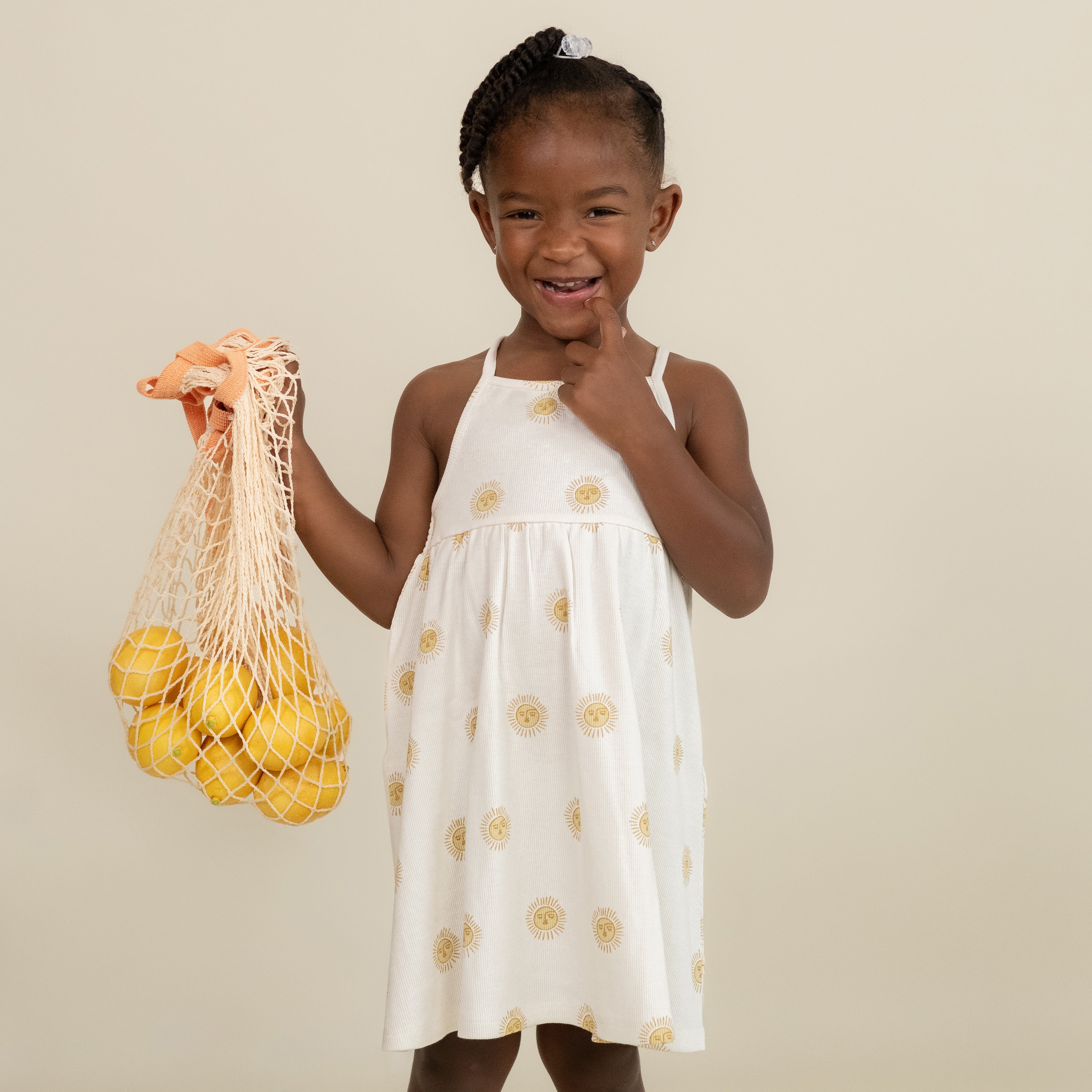 Organic Tie Back Strap Dress - Summer Sun