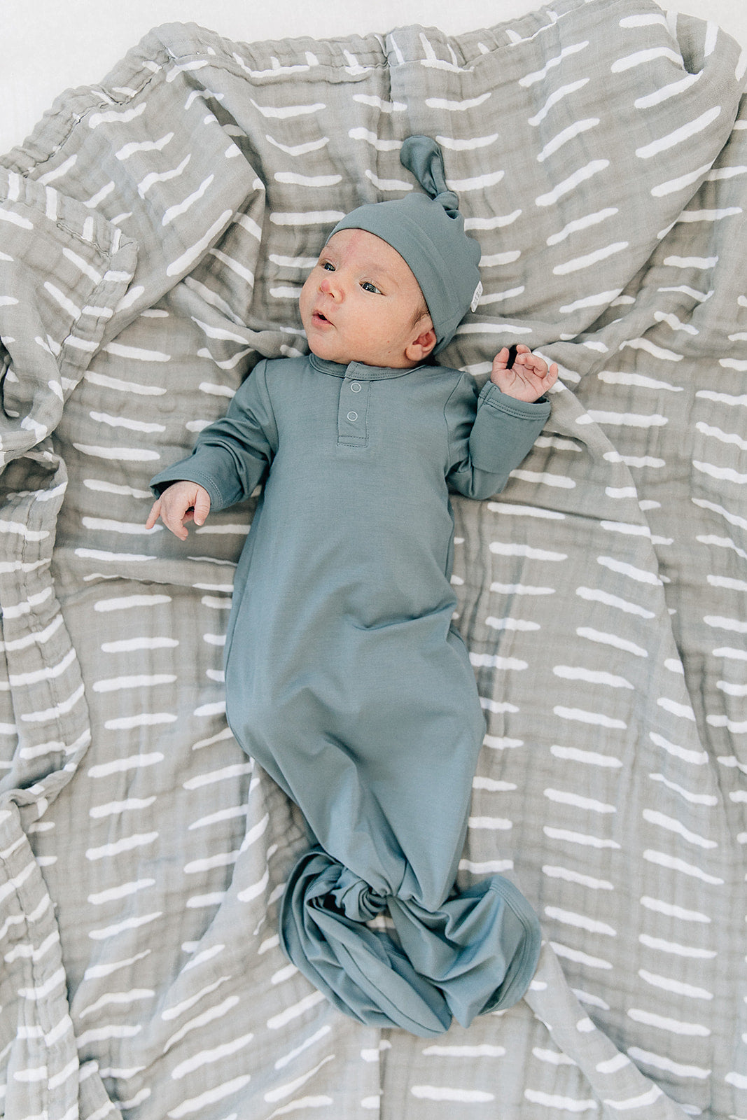 Dusty Blue Bamboo Knot Gown Mebie Baby