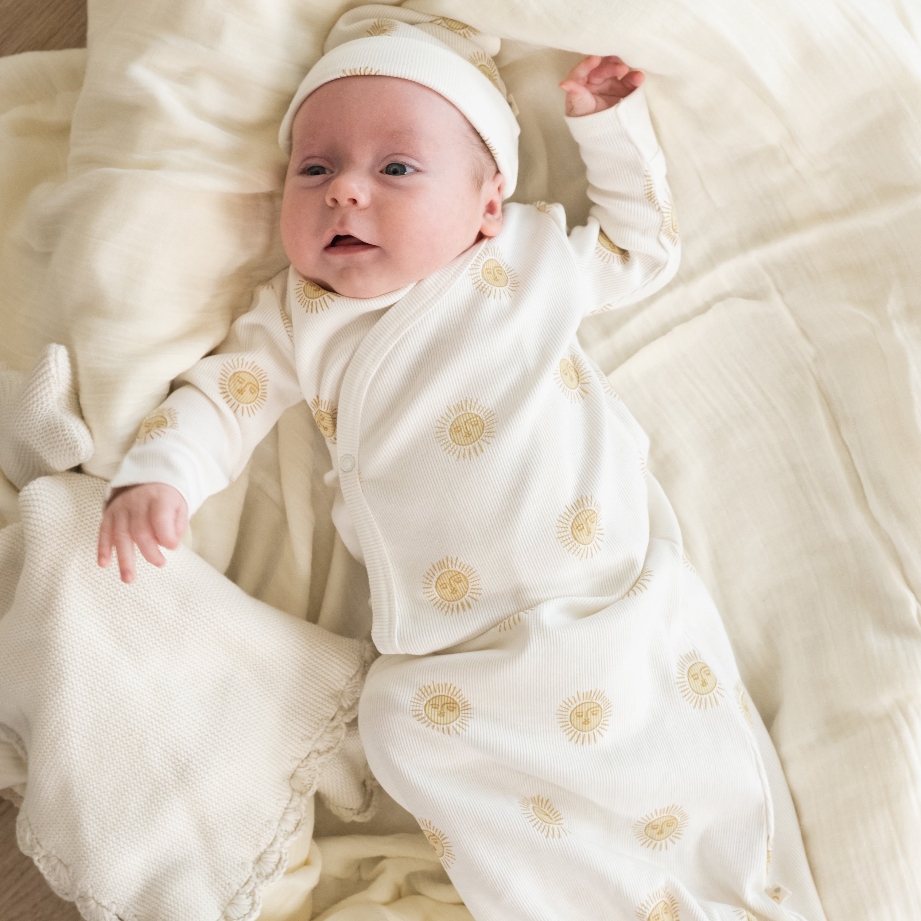 Organic Kimono Infant Sleep Gown - Summer Sun