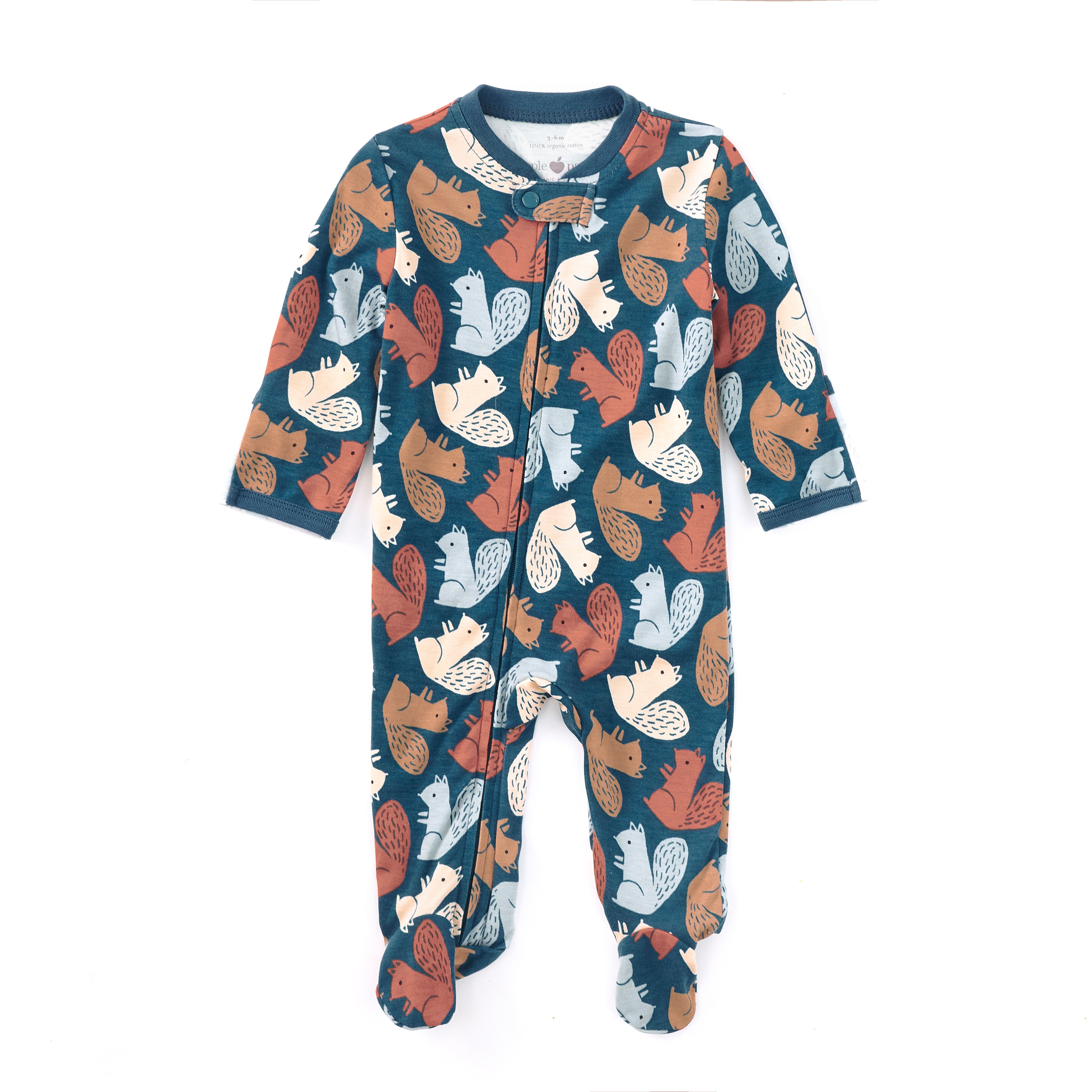 Bamboo Blend Zip Footie - Squirrel Scurry