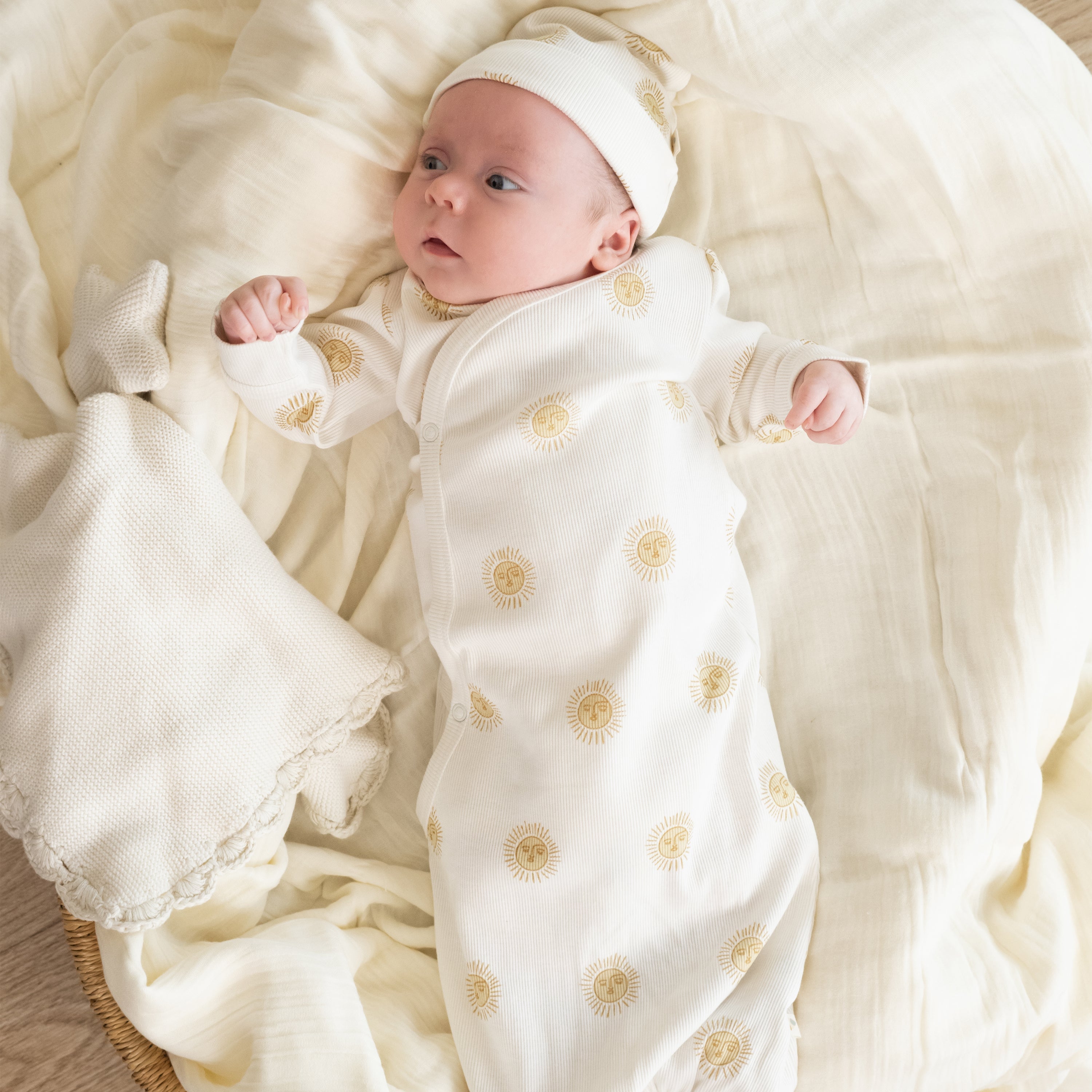 Organic Kimono Infant Sleep Gown - Summer Sun