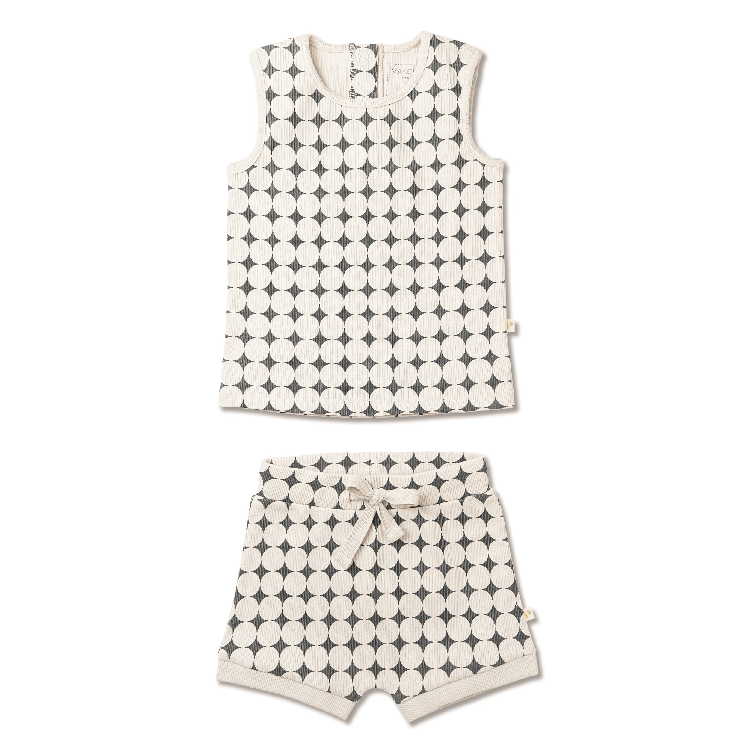 Organic Tank & Tee Shorts Set - Mod Dots