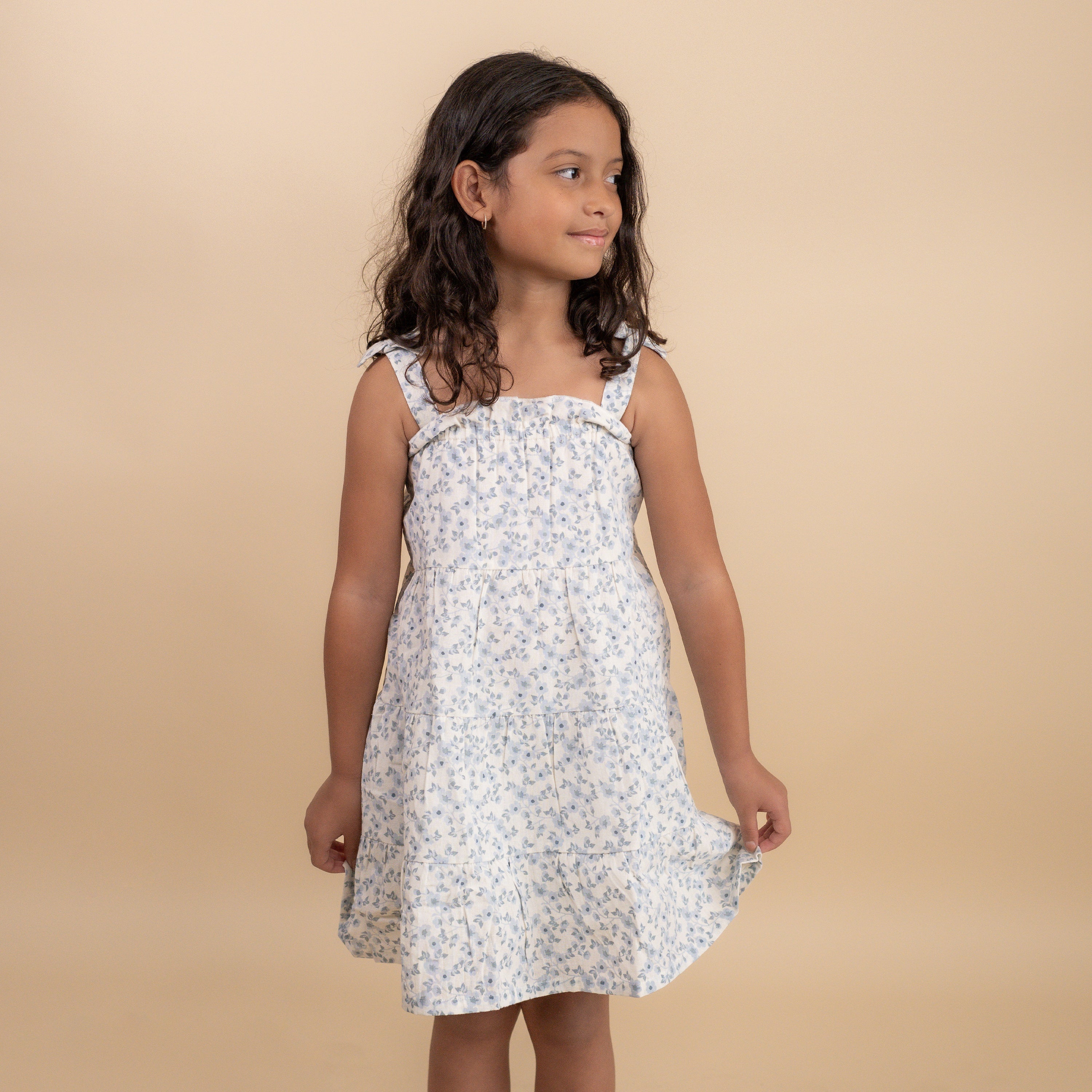 Organic Tiered Dress - Blue Vines