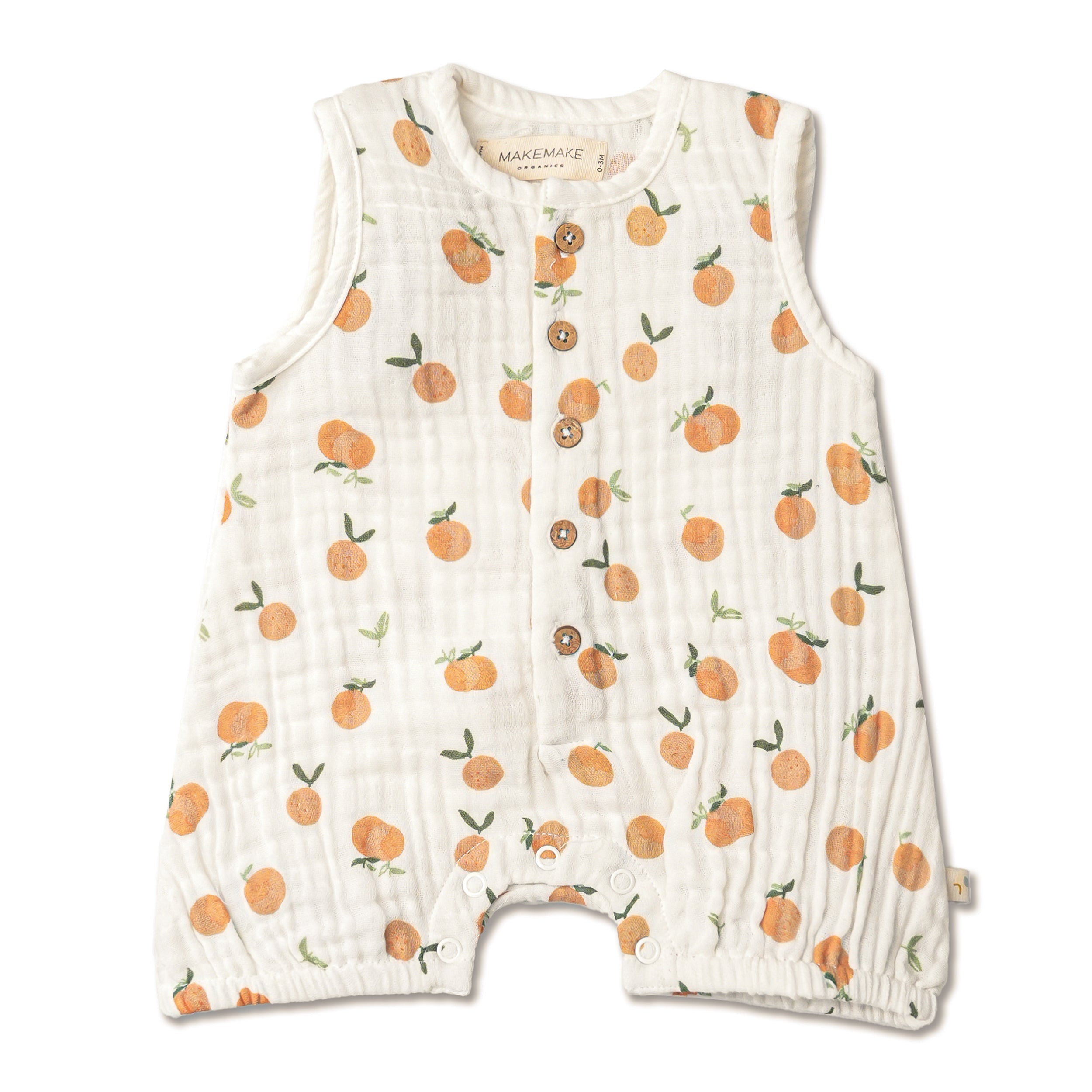 Organic Sleeveless Bubble Romper - Mandarin