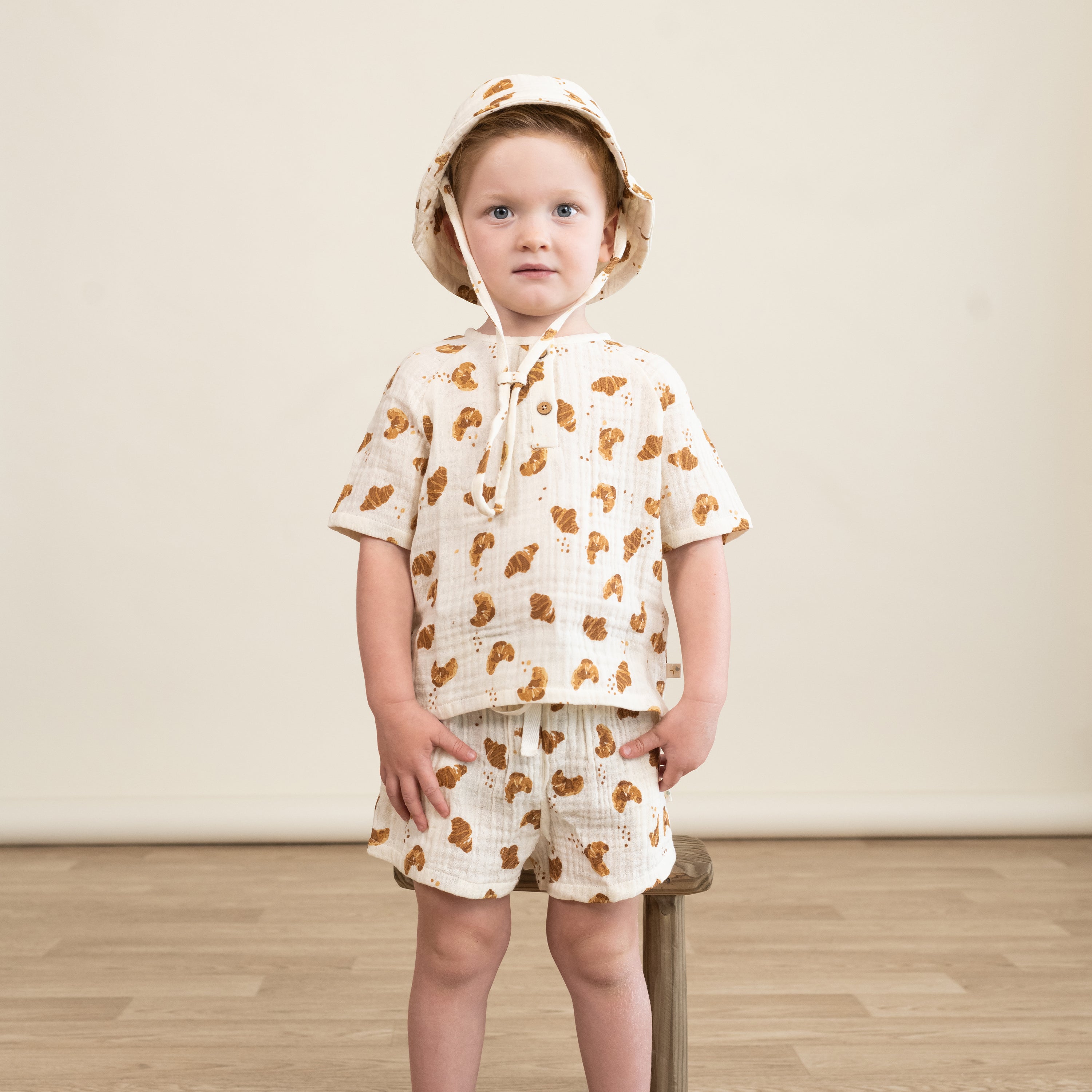 Organic Raglan Shirt & Shorts Set - Croissant