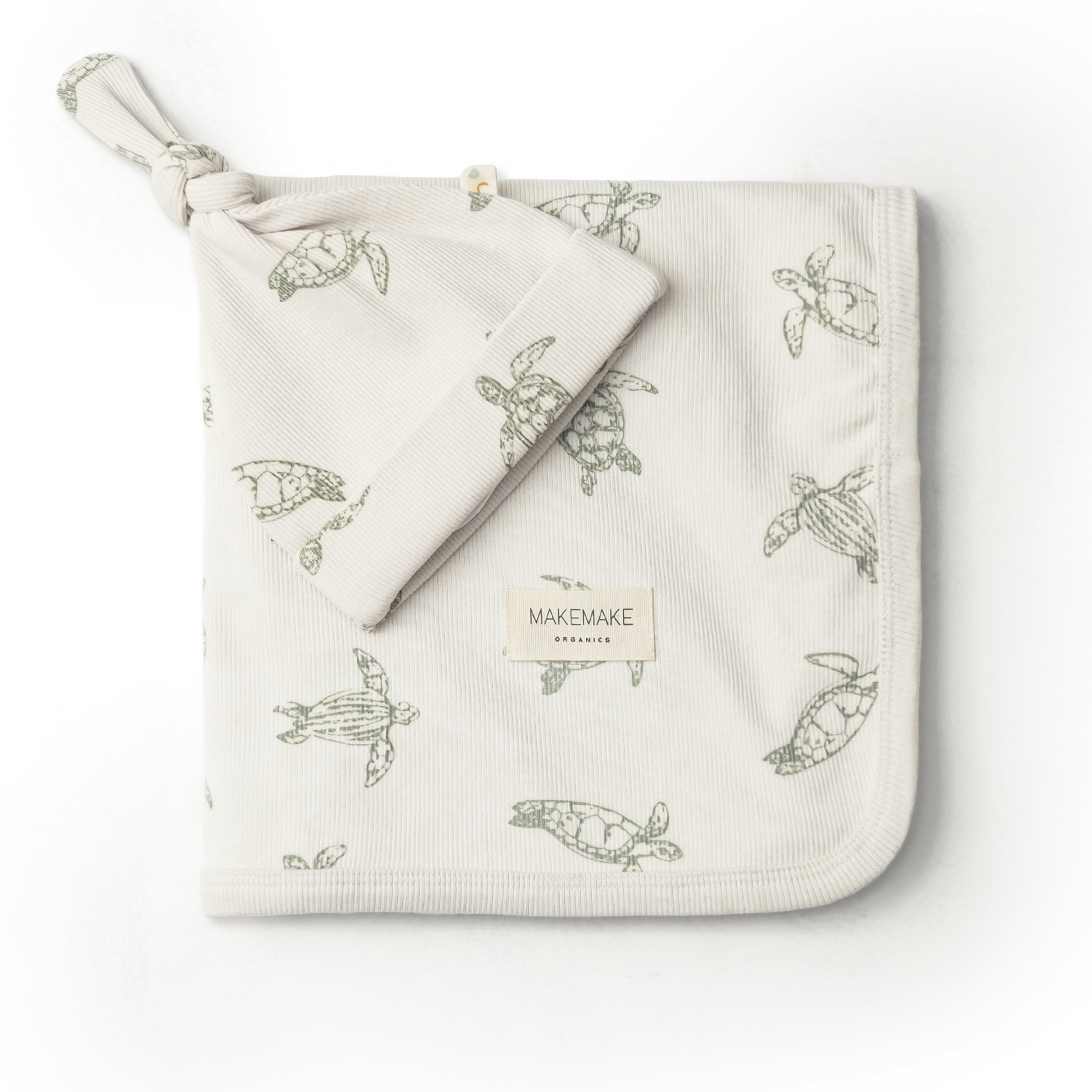 Organic Swaddle Blanket & Hat Set - Turtles