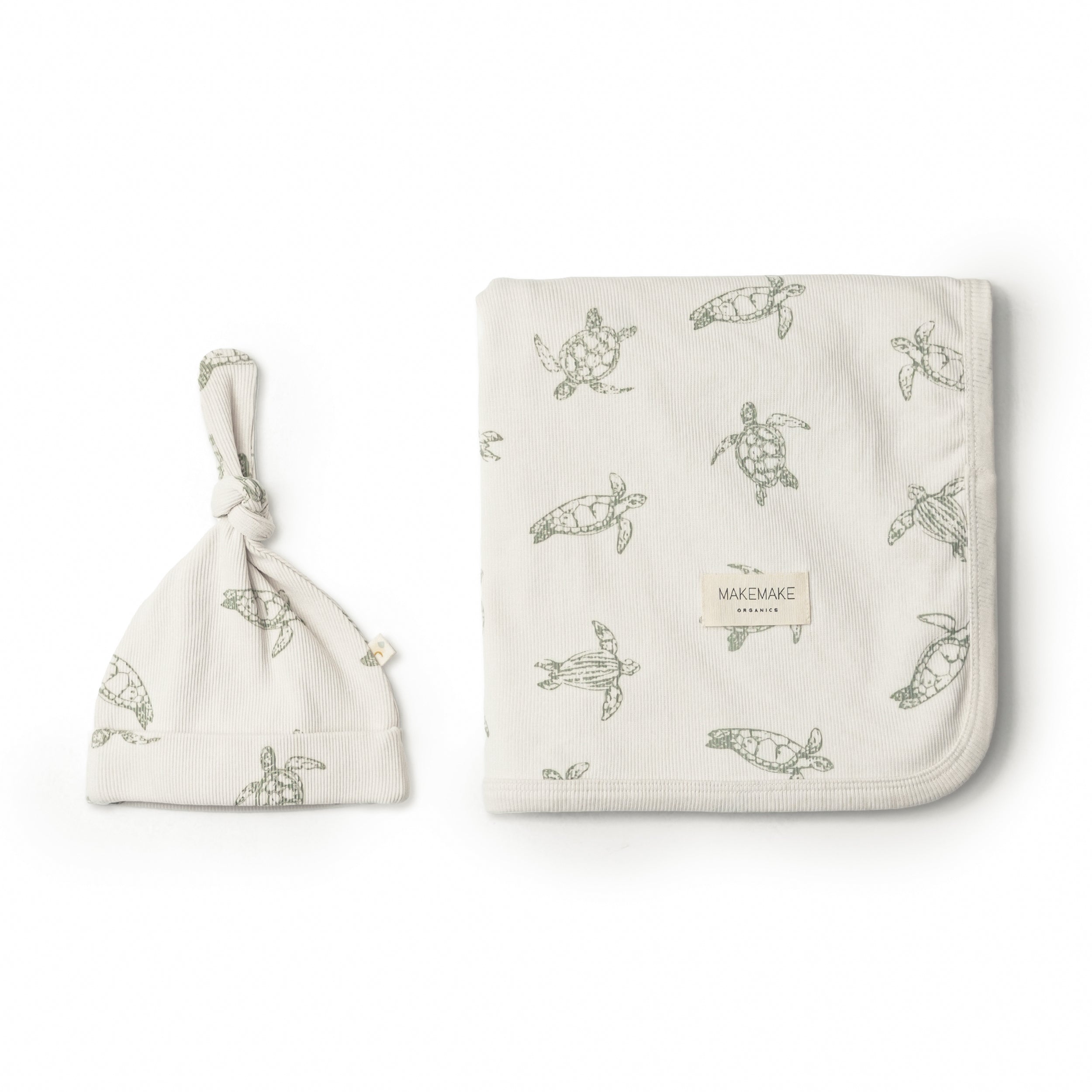 Organic Swaddle Blanket & Hat Set - Turtles