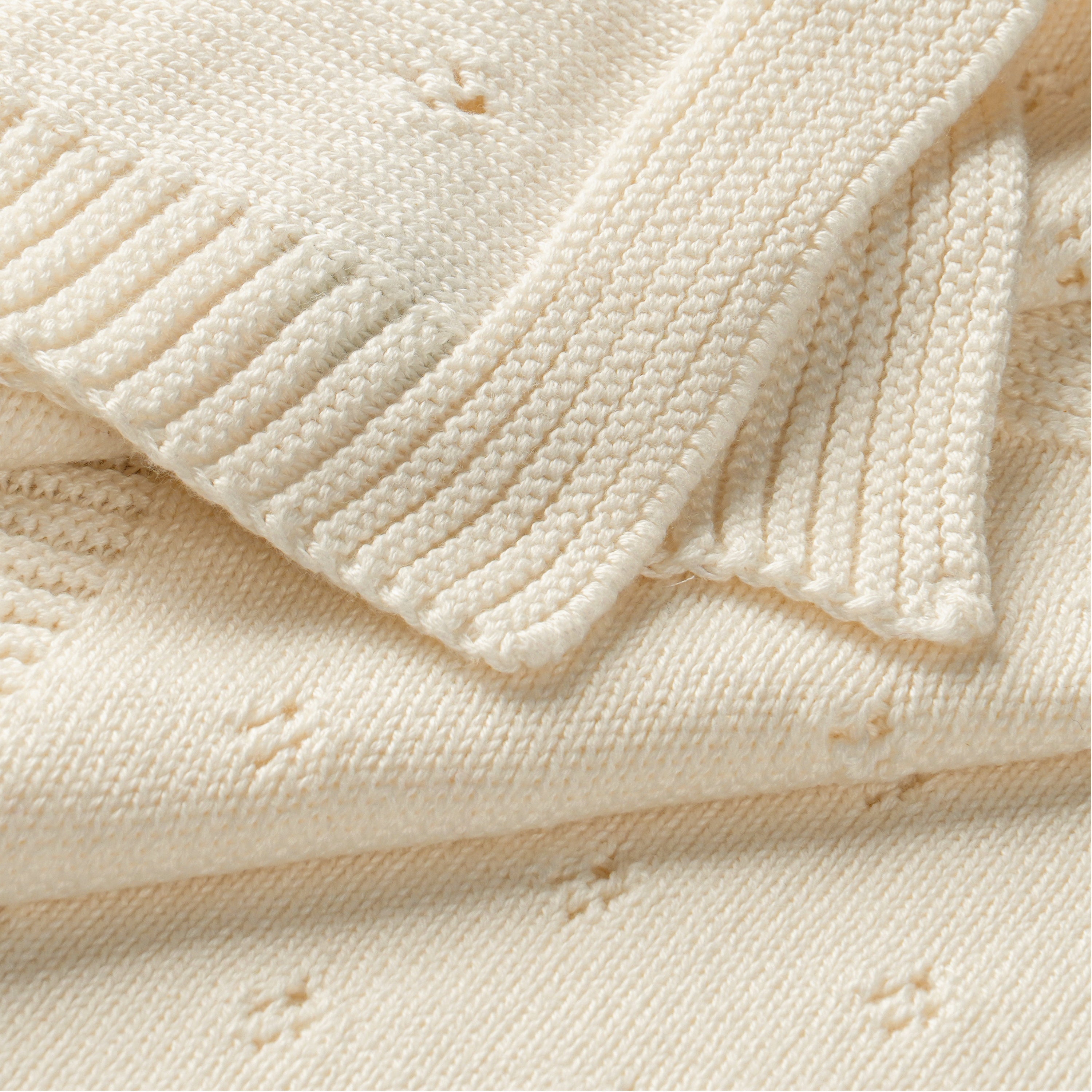 Organic Baby Blanket Knit Pointelle - Vanilla