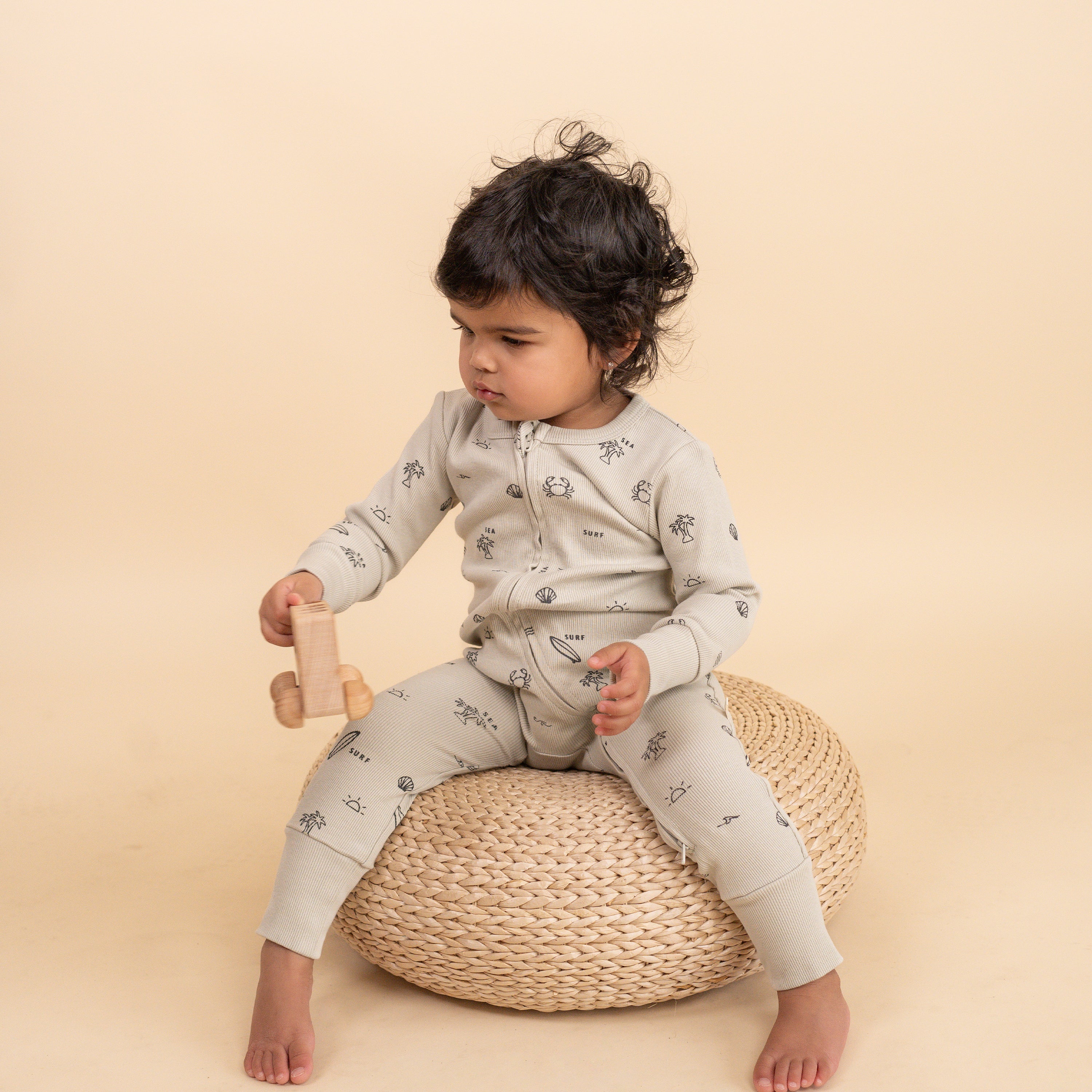 Organic 2-Way Zip Romper - Surf