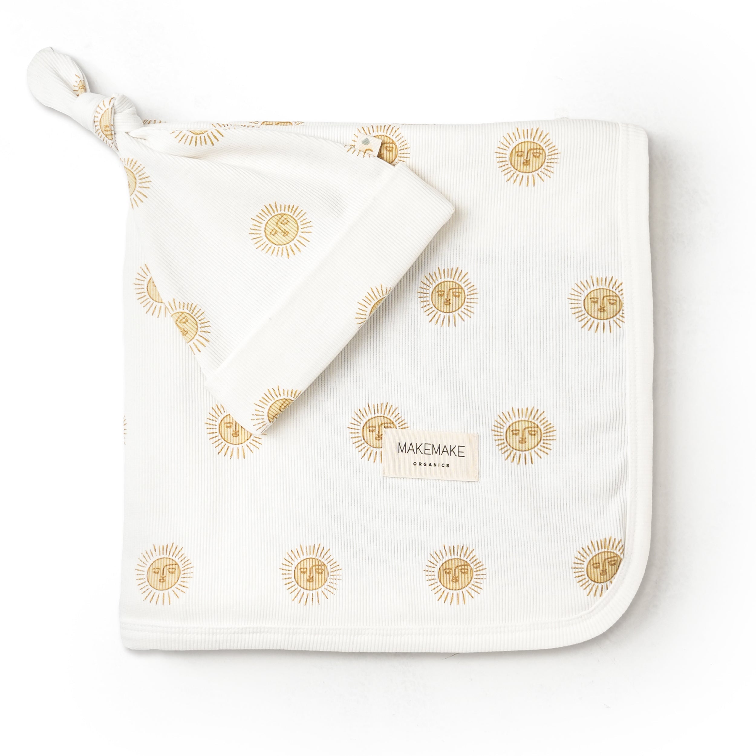 Organic Swaddle Blanket & Hat Set - Summer Sun