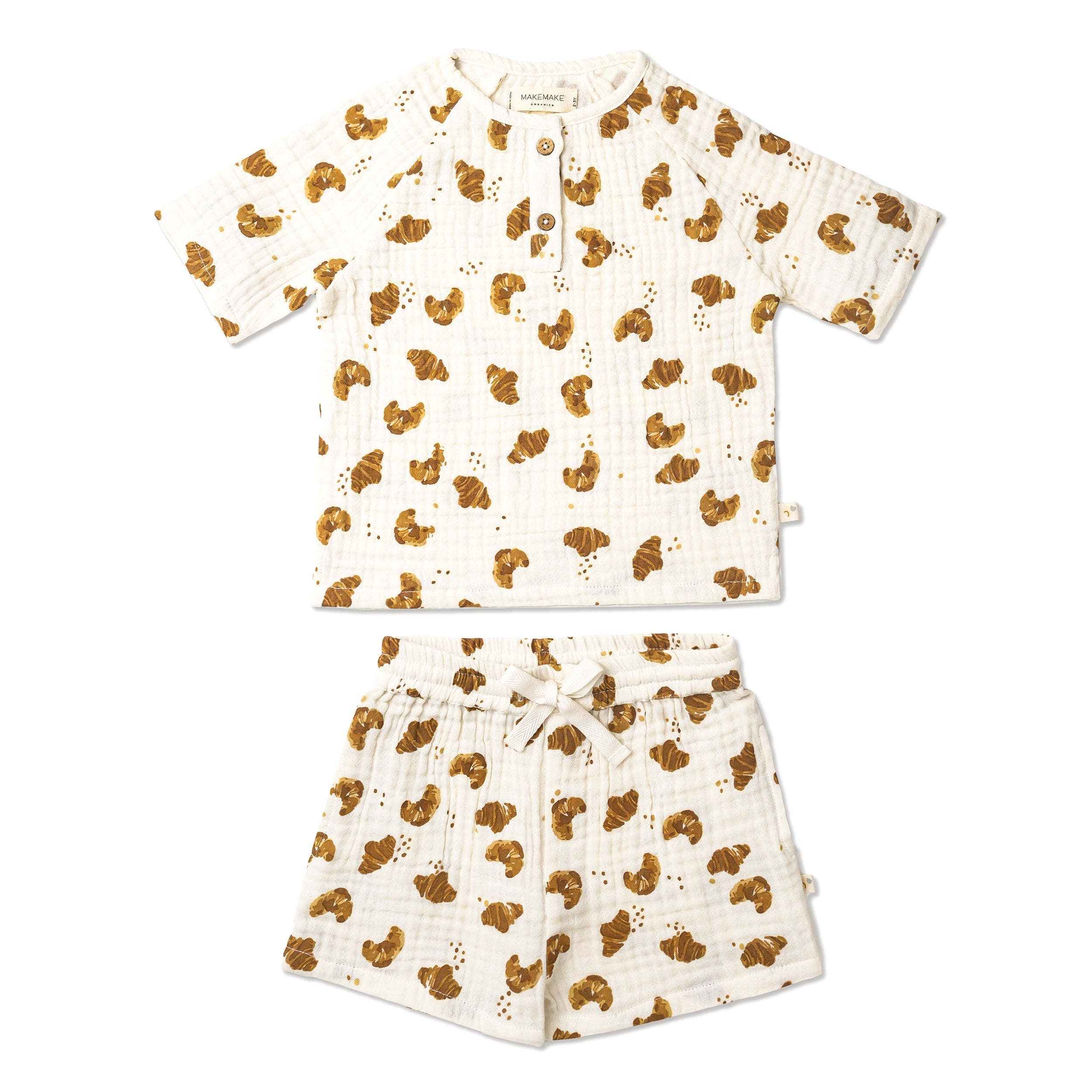 Organic Raglan Shirt & Shorts Set - Croissant