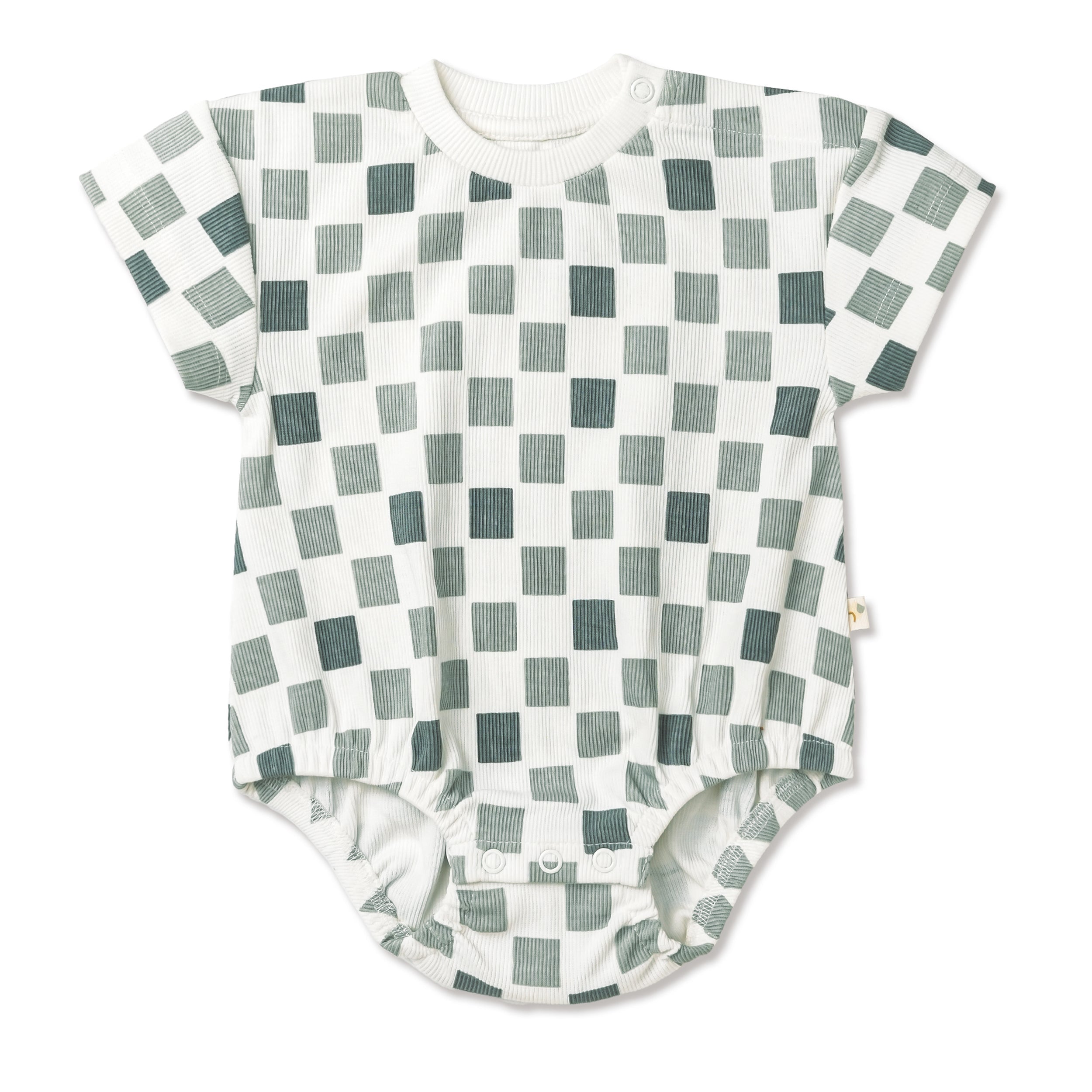 Organic Short Sleeve Bubble Romper - Chequered