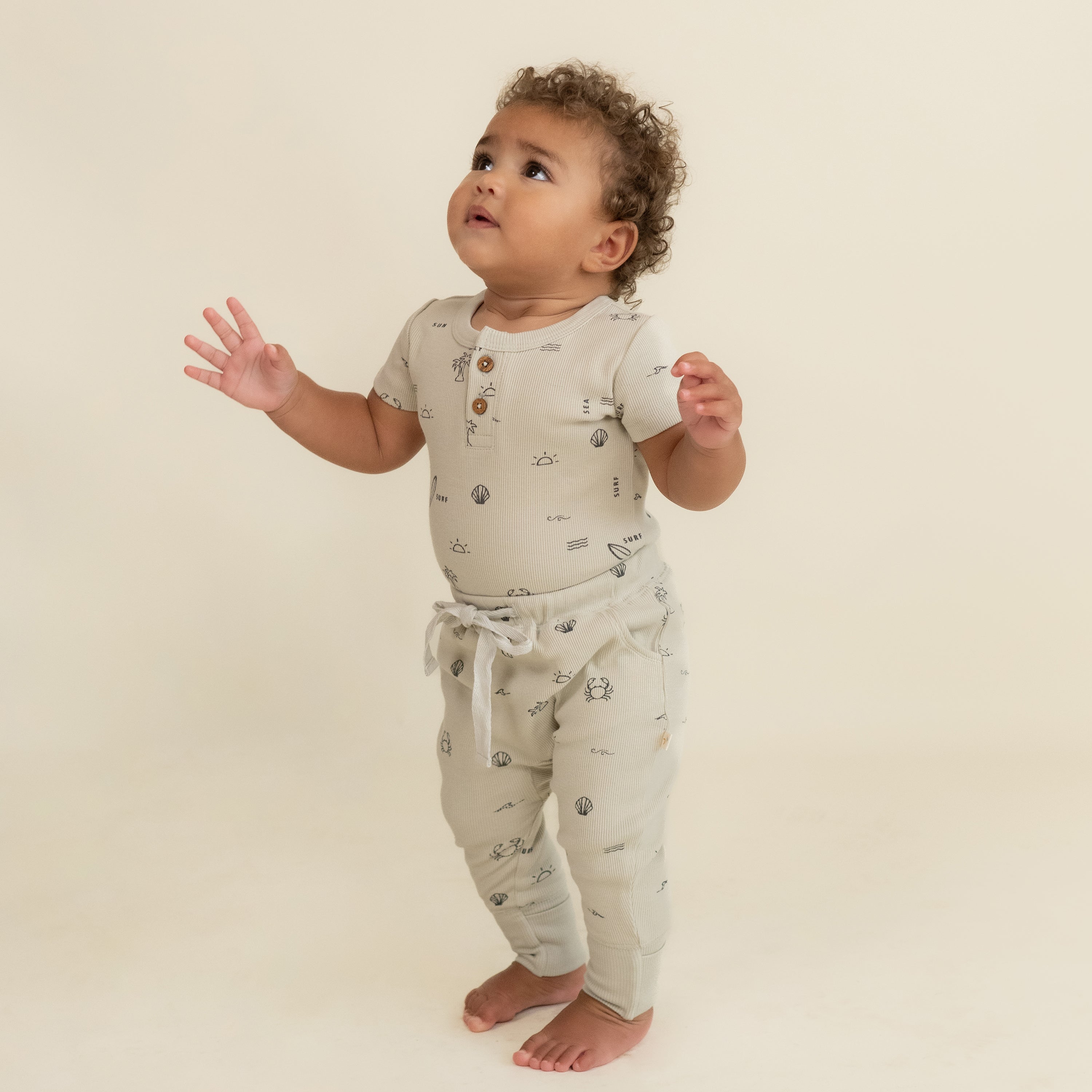 Organic Short Sleeve Onesie & Pants Set - Surf