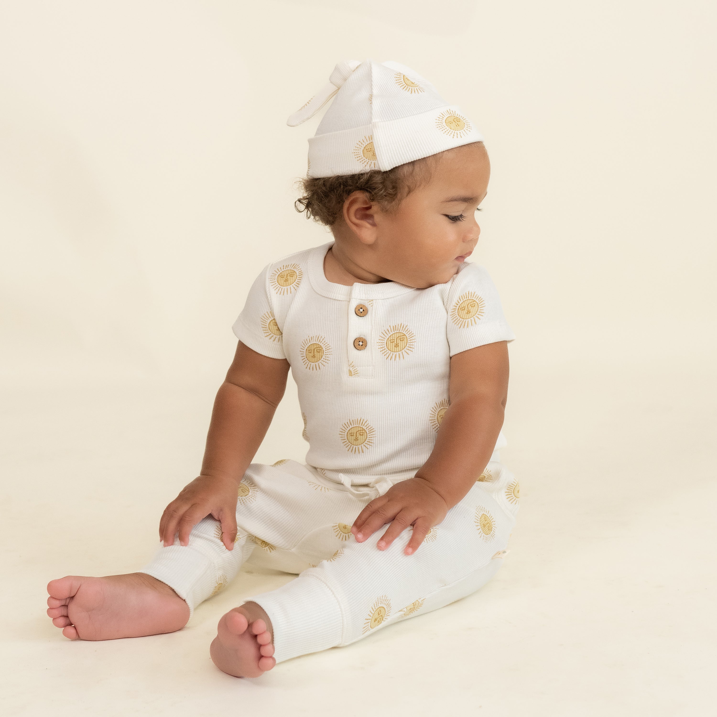 Organic Short Sleeve Romper & Pants Set - Summer Sun