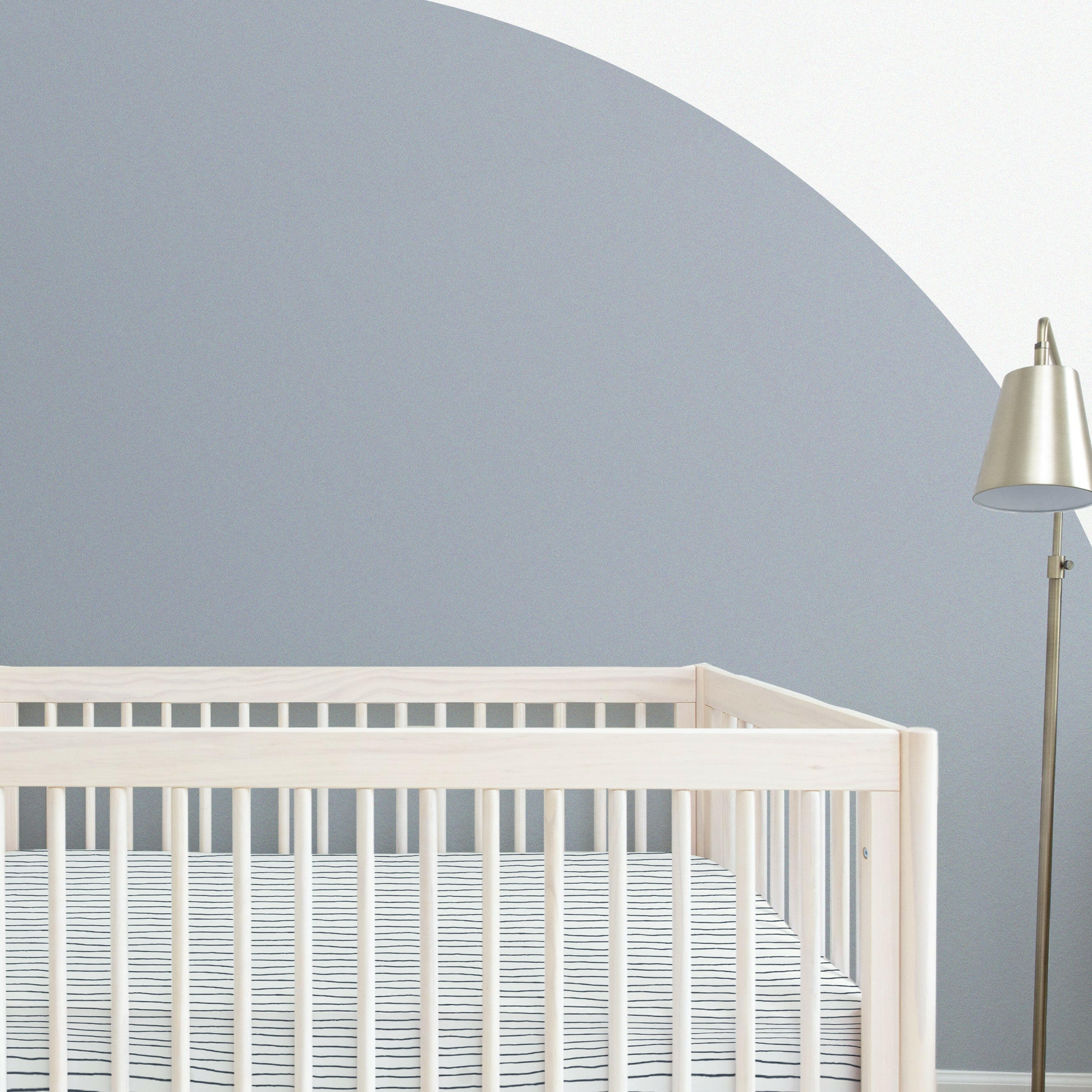 Organic Crib Sheet - Cobi Blue Stripes Crib Sheet Makemake Organics
