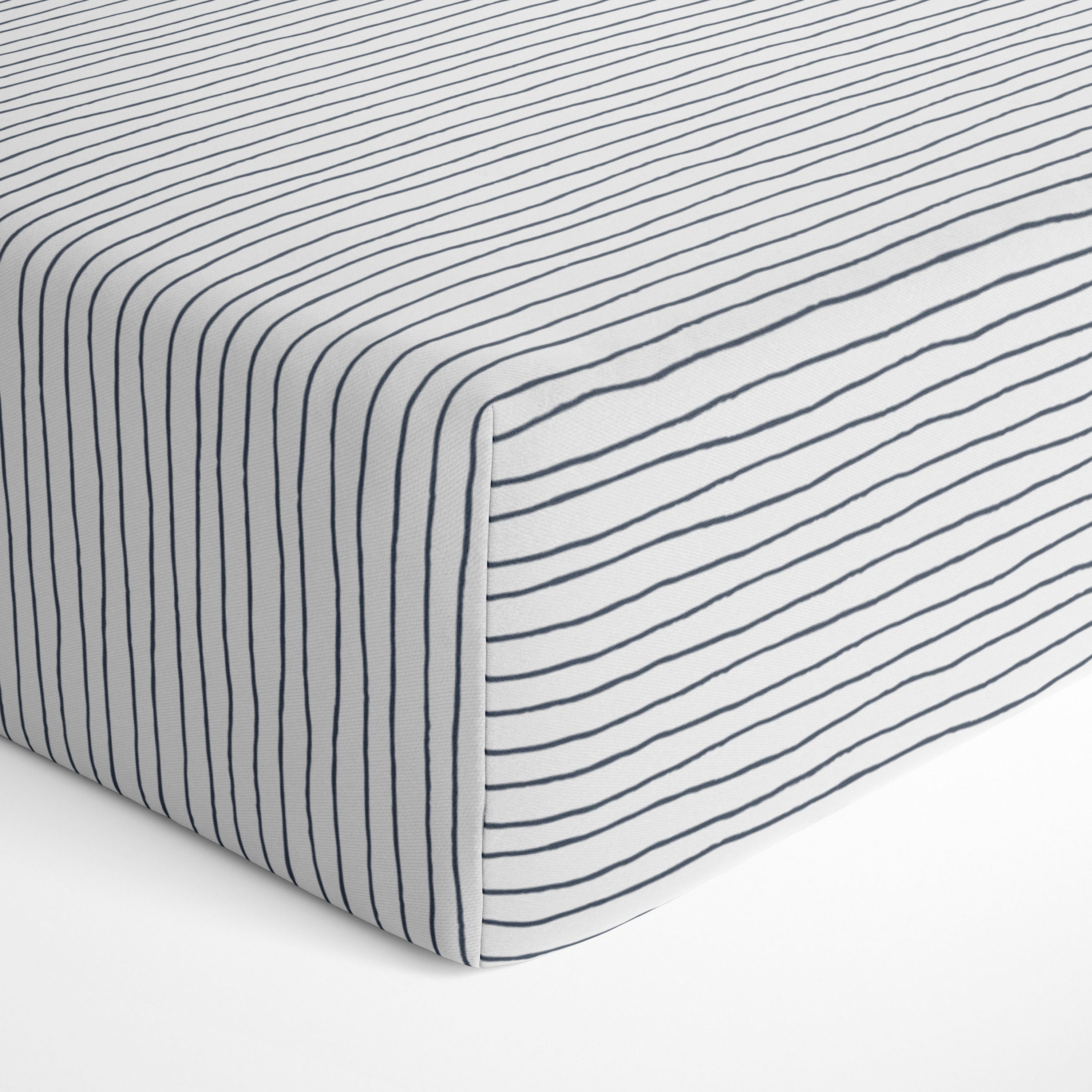 Organic Crib Sheet - Cobi Blue Stripes Crib Sheet Makemake Organics