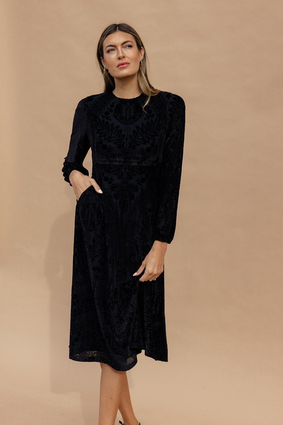 Midnight River Velvet Burnout Midi