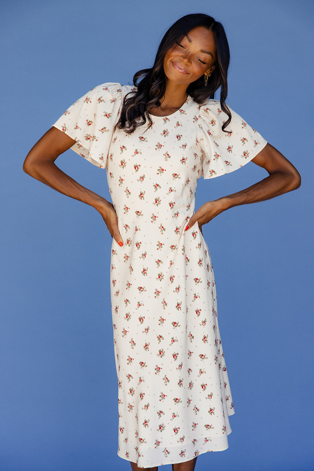 Sacia Flutter Sleeve Dress