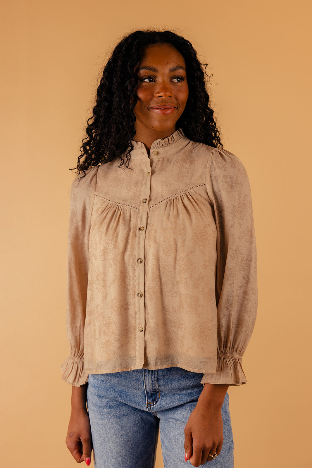 Katy Long Sleeve Button Blouse