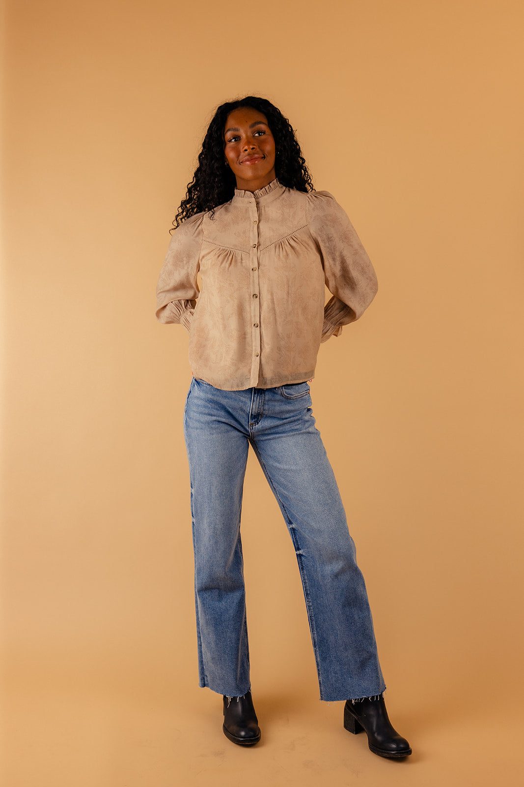 Katy Long Sleeve Button Blouse