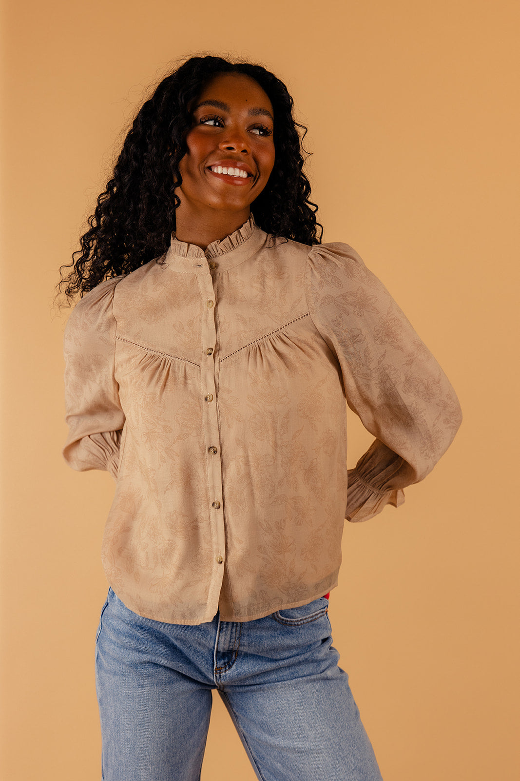 Katy Long Sleeve Button Blouse