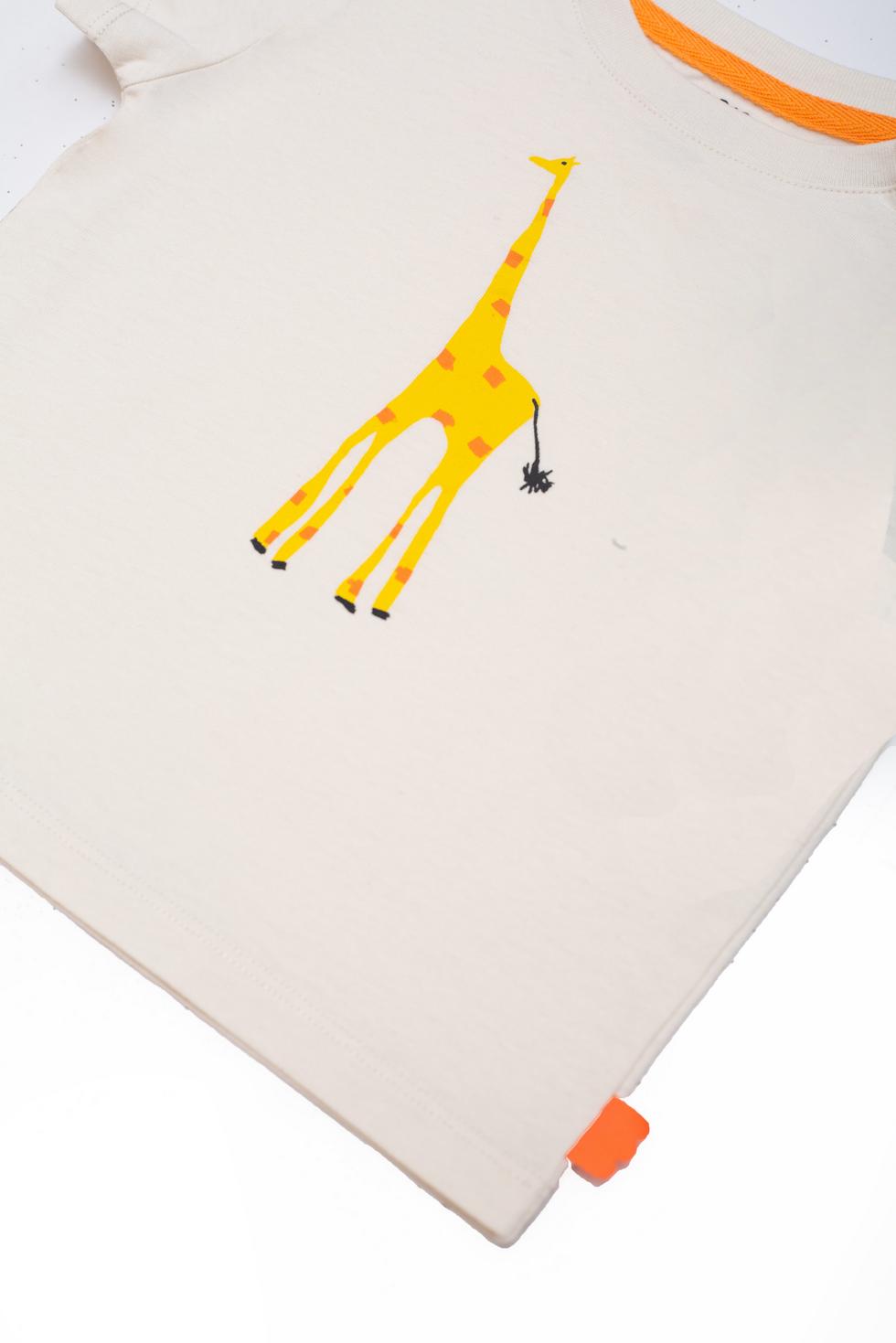 Recycled Cotton Giraffe Baby T-shirt - Natural