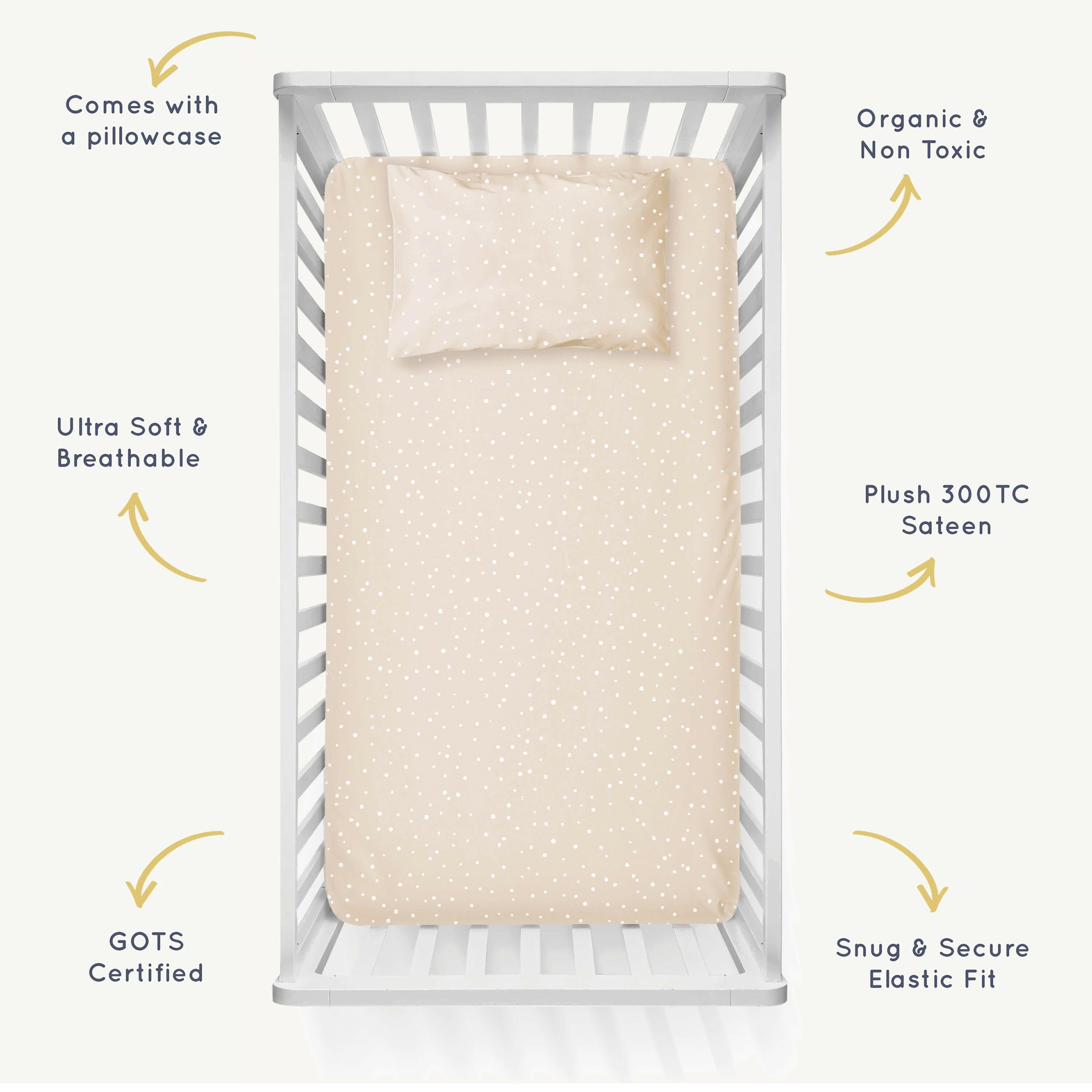 Organic Crib Sheet - Polka Dots Crib Sheet Makemake Organics
