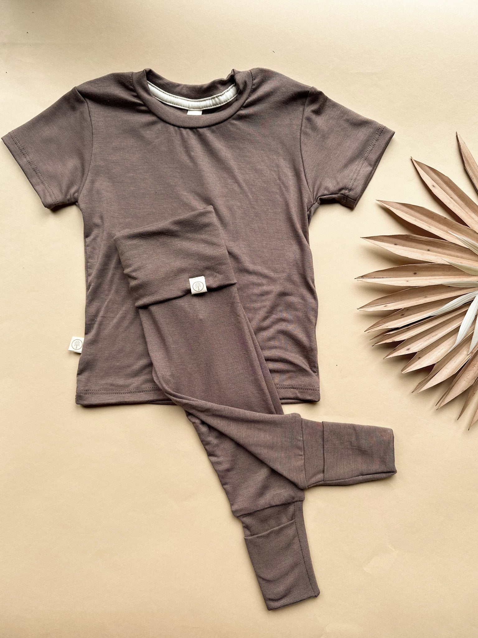 0/3M | Baby Short Sleeve Essential Tee | Coffee | Bamboo