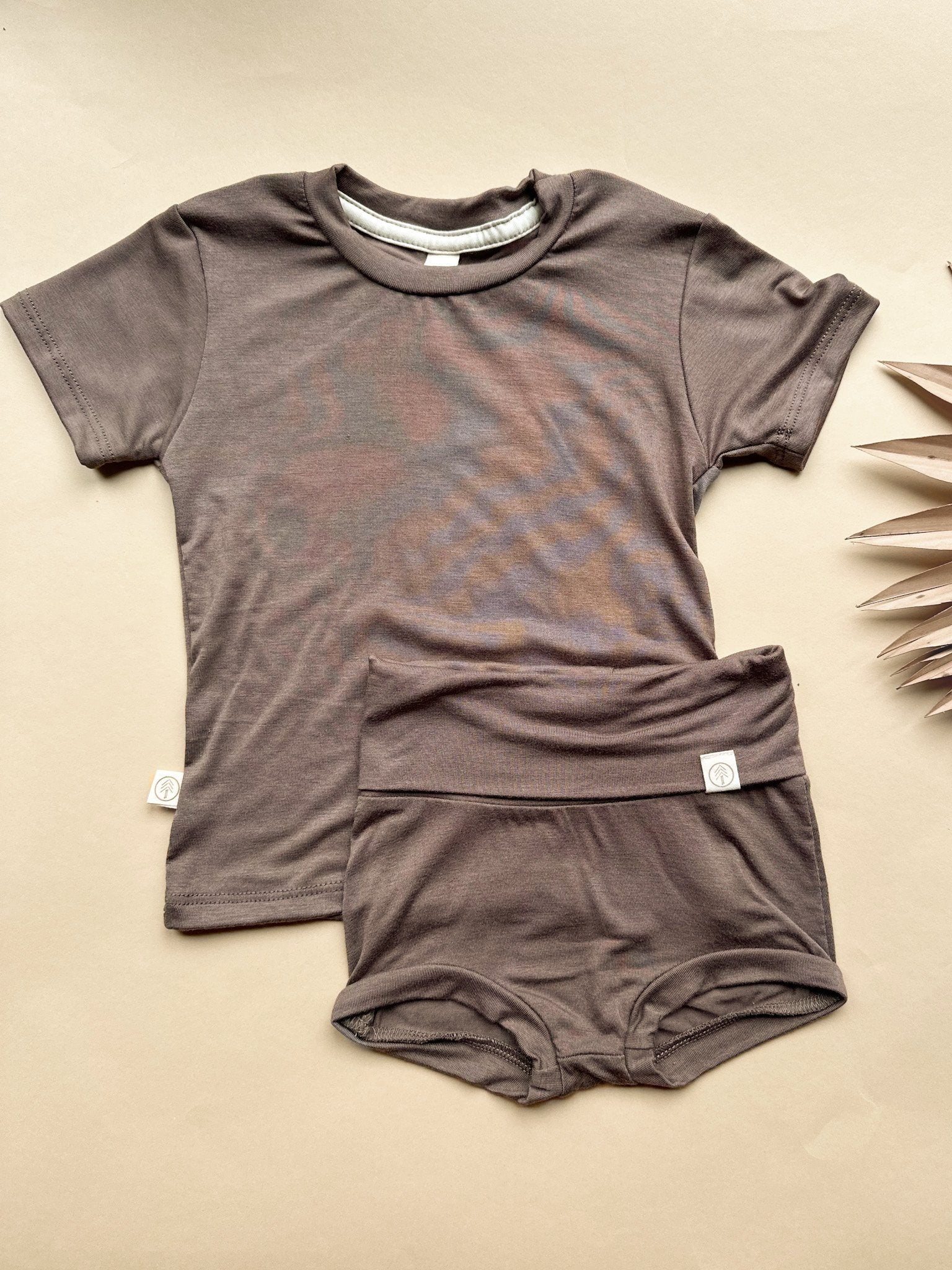 0/3M | Baby Short Sleeve Essential Tee | Coffee | Bamboo