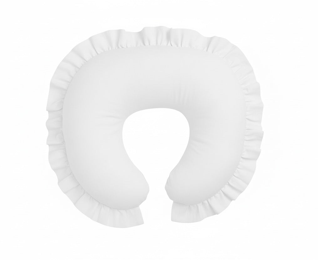 White Solid Ruffle Nursing Pillow Cover