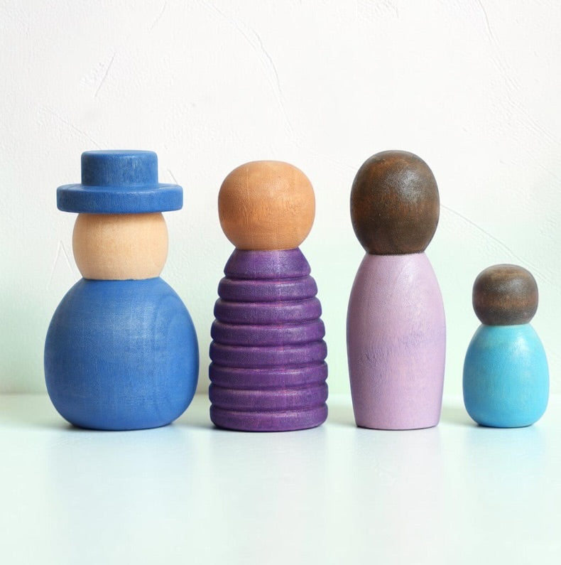 **Pre-order (Ships in 1-2 Weeks)**12 Pcs STAINED Wooden “Together” Peg Dolls Set
