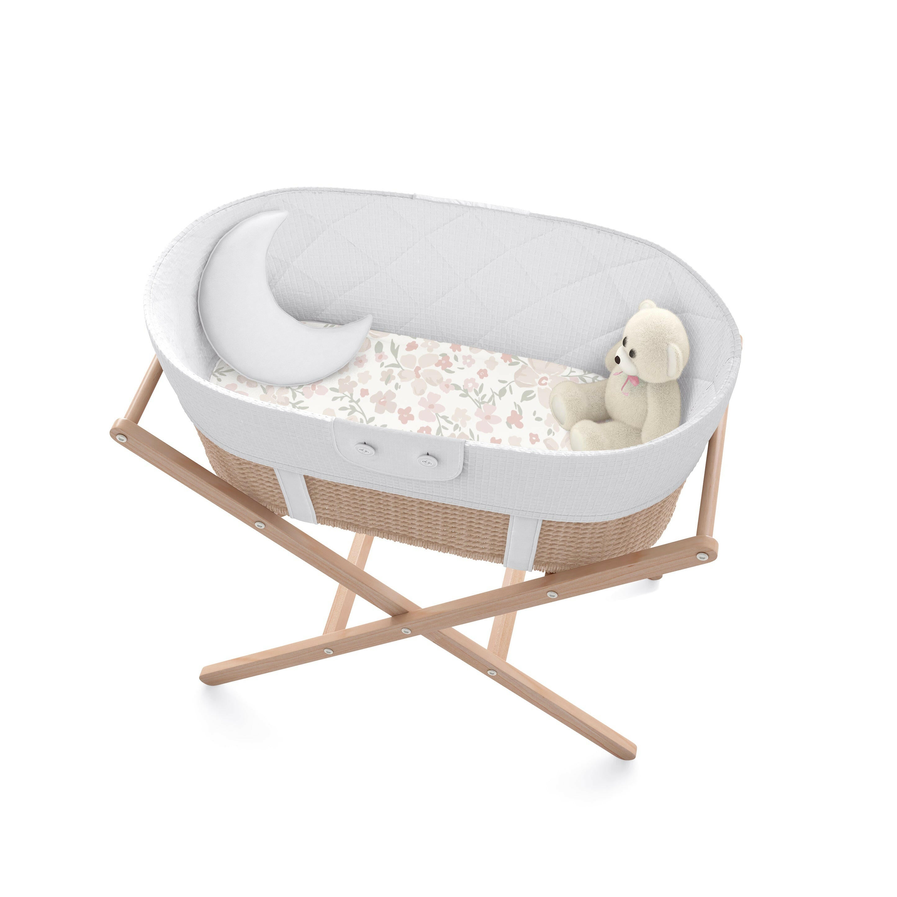Organic Bassinet Sheet - Blossom & Plaid Bassinet Fitted Sheet Makemake Organics