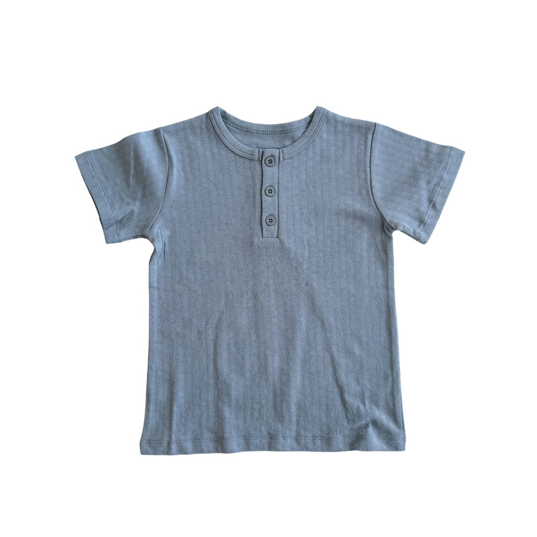 Organic Cotton Pointelle Tee - Slate