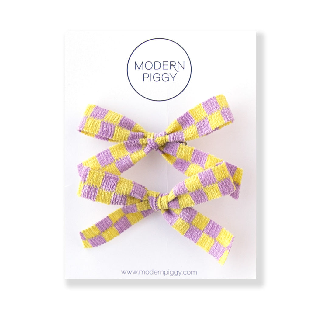Hopscotch - Yellow | Pigtail Set - Ribbon Bow