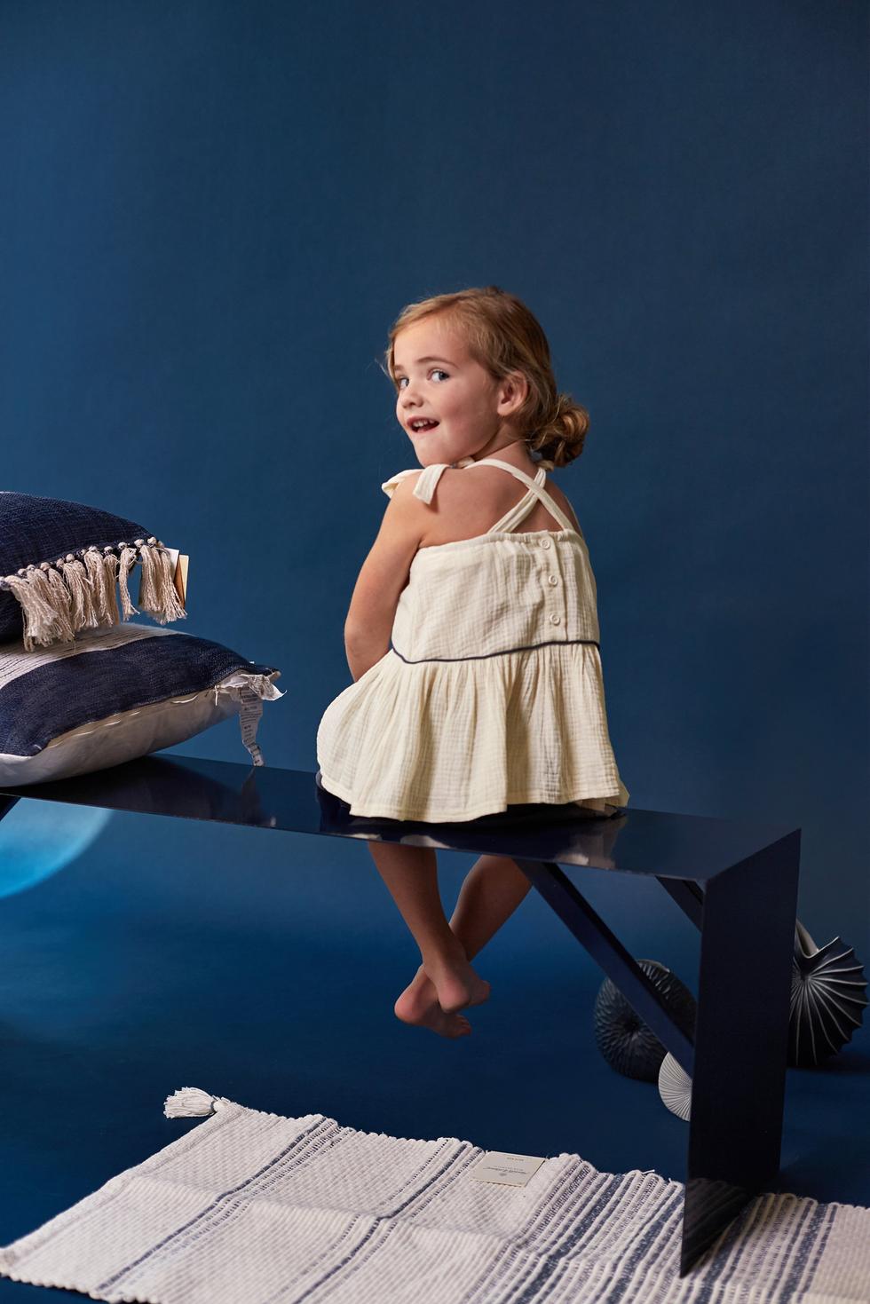 Girl Peplum Top - Cream