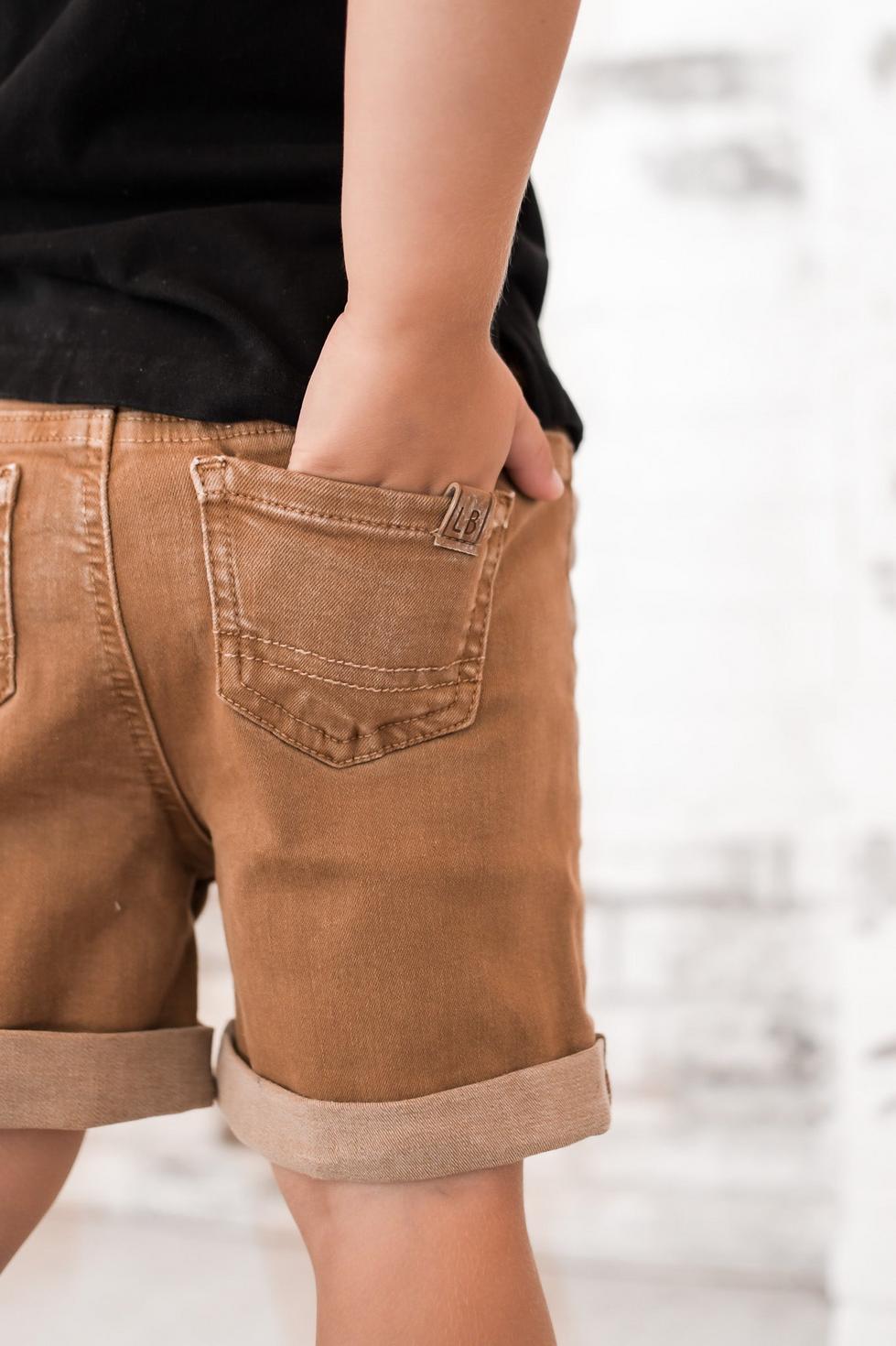 Boys Rolled Denim Short - Dark Camel