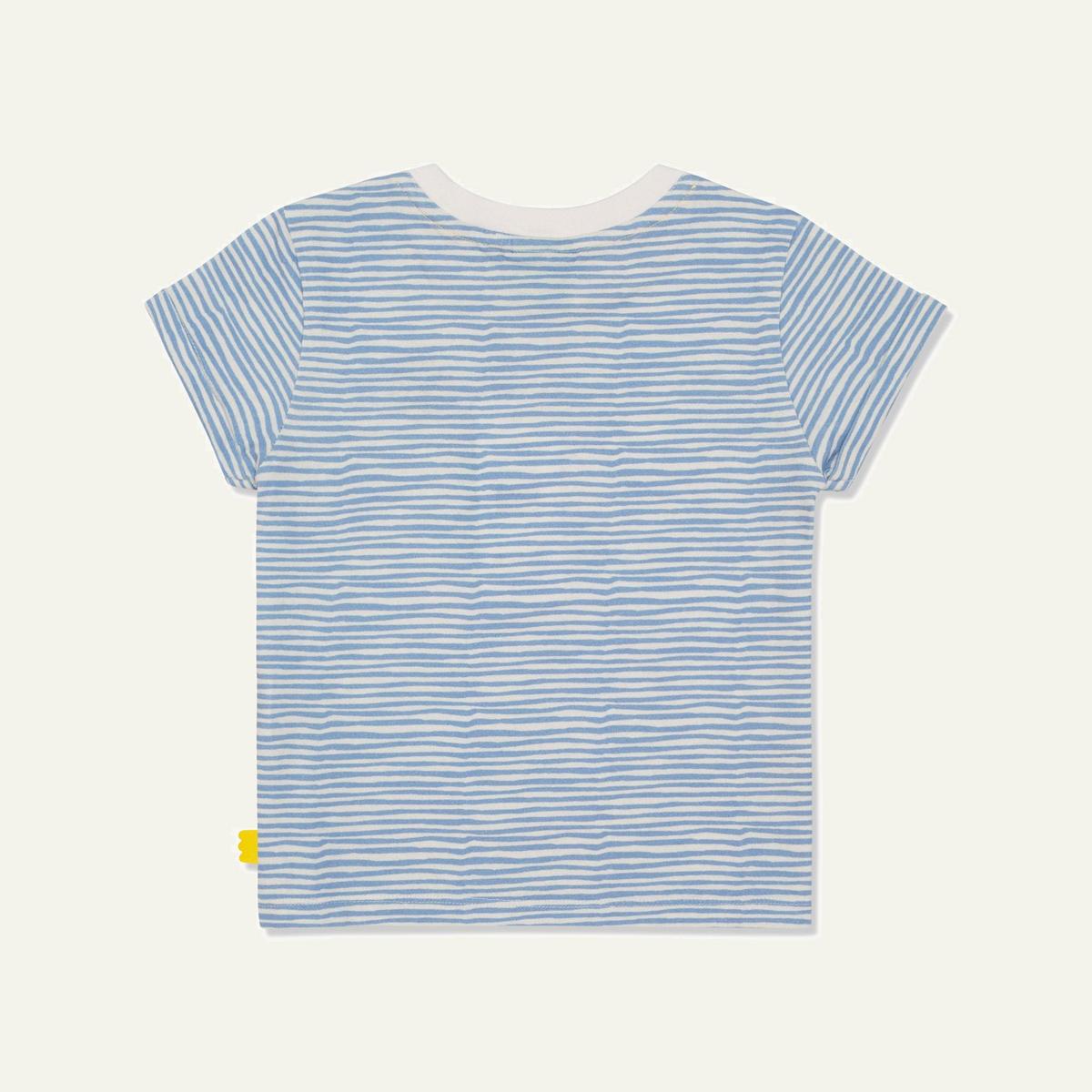 Recycled Cotton Stripes Kid T-shirt - Natural/della Blue