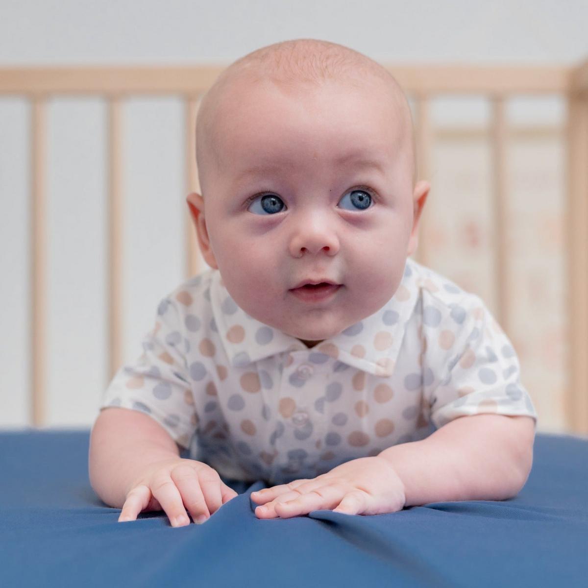 Polo Romper - Polka Dot Grey