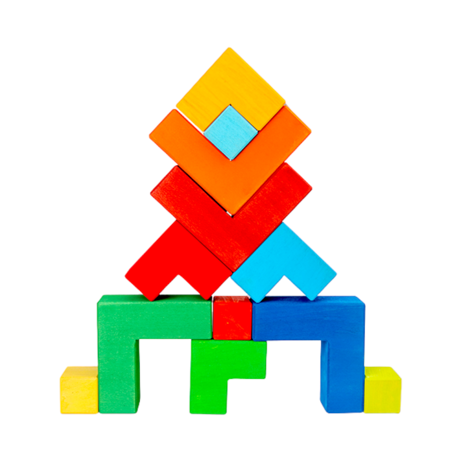 **Pre-order (Ships in 2-3 Weeks)**12-Piece Stained Large Rainbow Wooden Creative Puzzle Square with Storage Tray