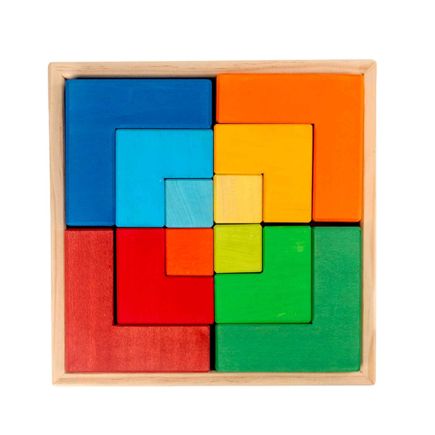 **Pre-order (Ships in 2-3 Weeks)**12-Piece Stained Large Rainbow Wooden Creative Puzzle Square with Storage Tray