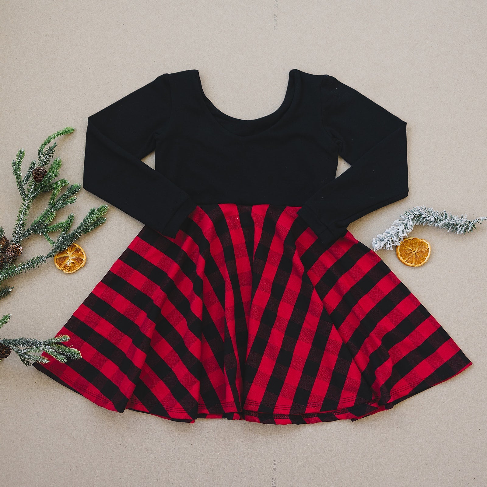 Red & Black Check Twirl Dress (Black Bodice) Dress doodle & jack