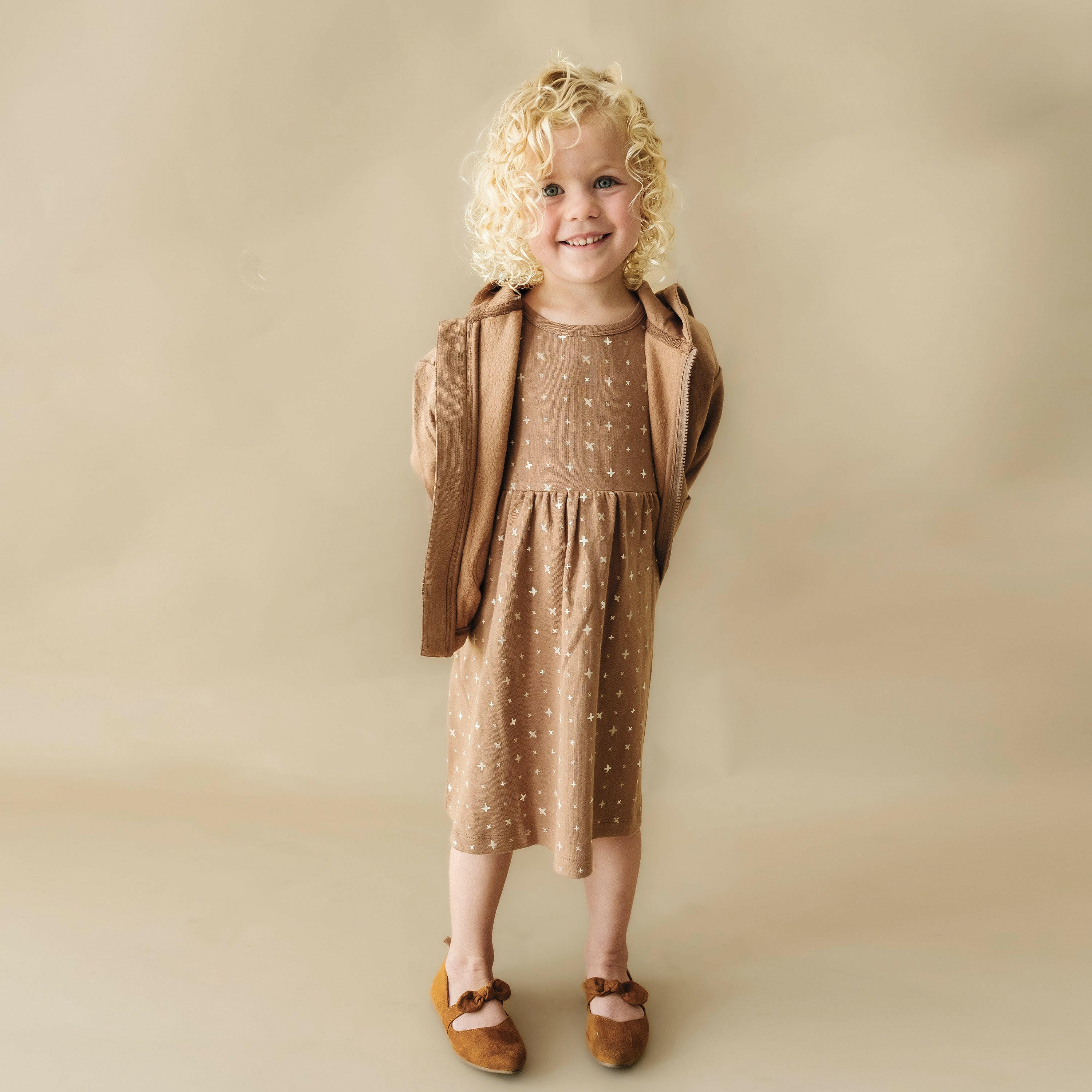 Organic Baby Toddler Hooded Jacket - Cocoa Fleece Jacket Makemake Organics