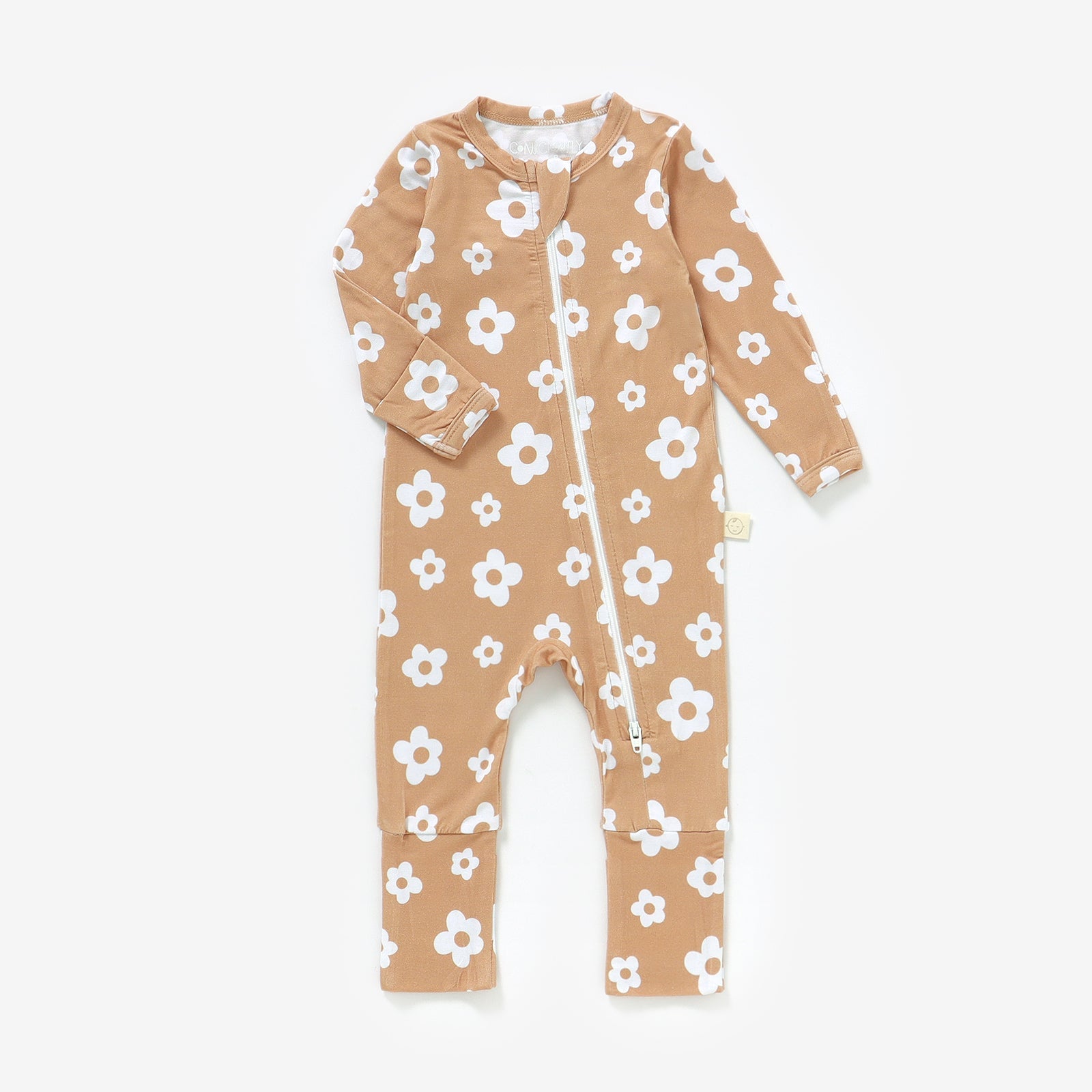 Bamboo Zip Baby Pajamas - Daisies Pajamas Consciously Baby Newborn
