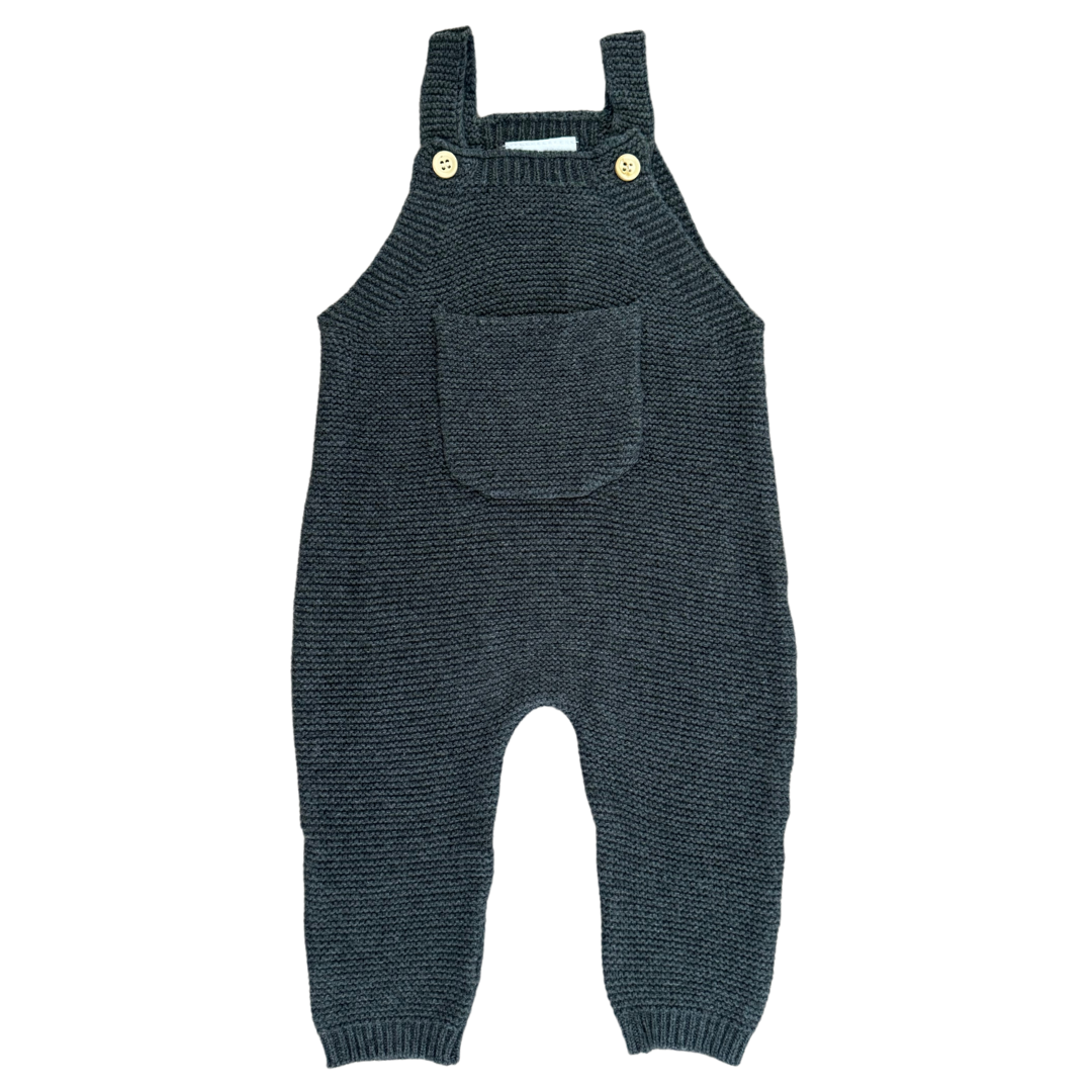 Charcoal Knit Overalls Mebie Baby