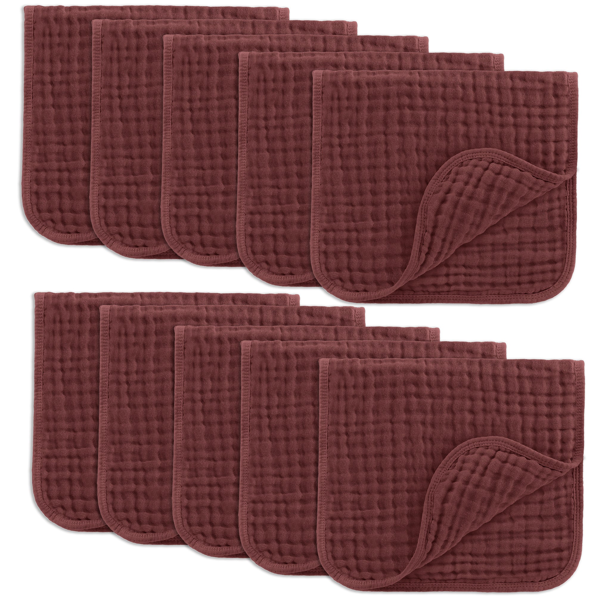 Muslin Burp Cloths in Wine