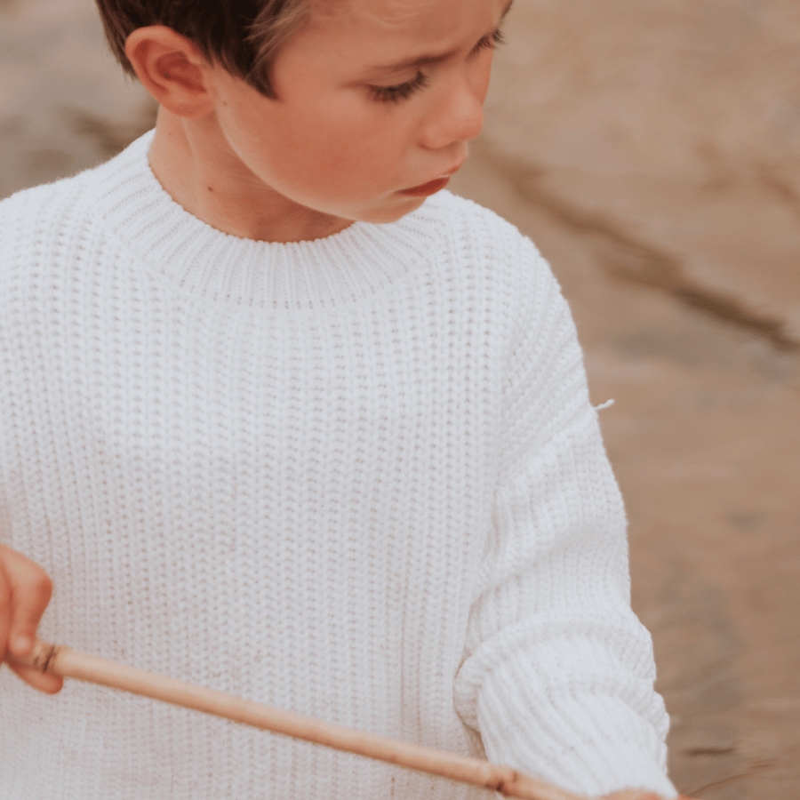 The Chunky Knit Sweater - White Knit Sweater Lovely Littles