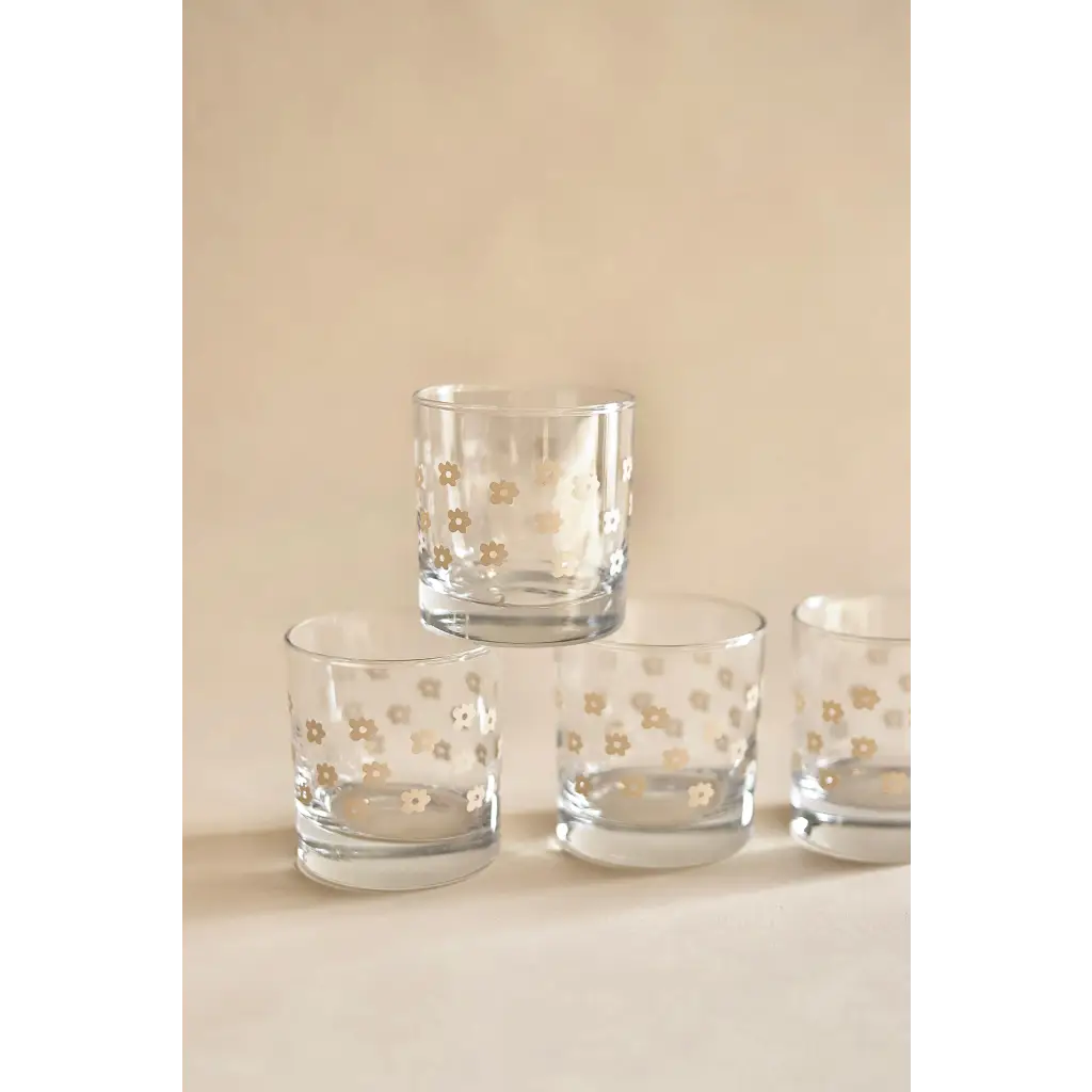 Heavy-based 11oz Checkered Cocktail Glass with Floral Design