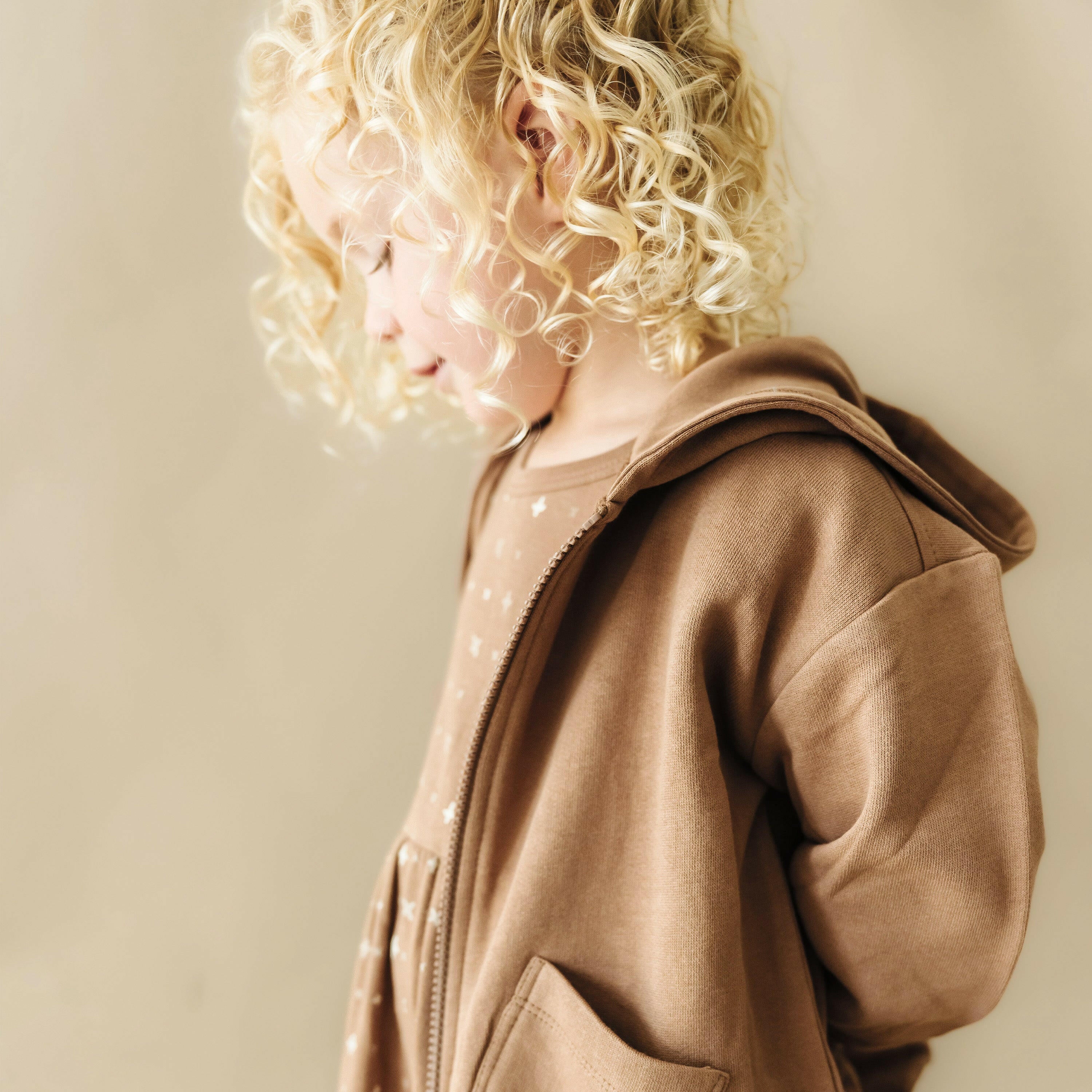 Organic Baby Toddler Hooded Jacket - Cocoa Fleece Jacket Makemake Organics